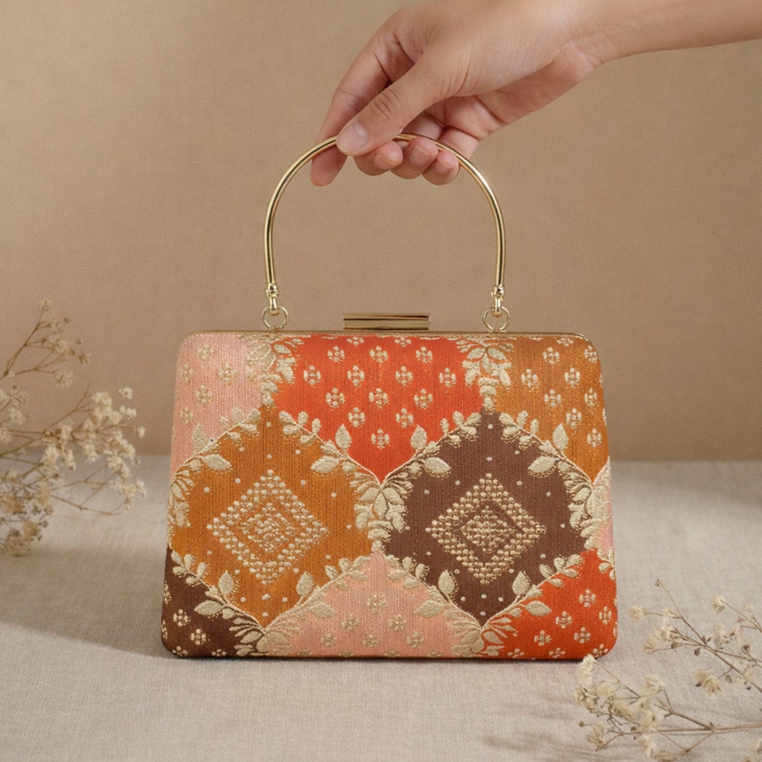 Artklim Ethnic Multicolor Embroidered Clutch