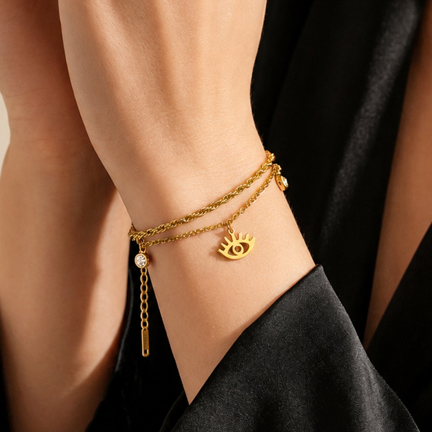 Artklim Evil Eye Layered Gold Chain Anti-Tarnish Bracelet
