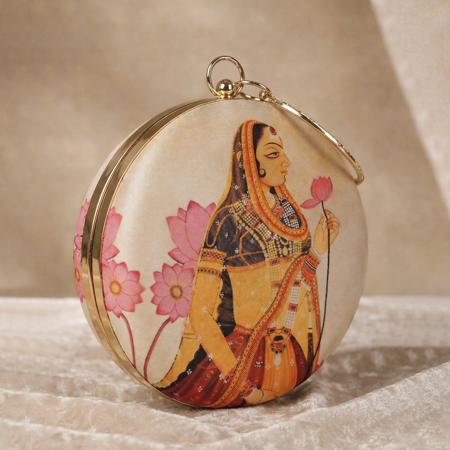 Mughal Women Printed Round Clutch