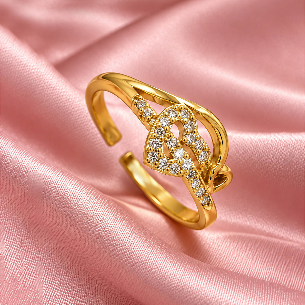 Artklim Luxe Heart Cluster Gold-Tone Anti-Tarnish Ring
