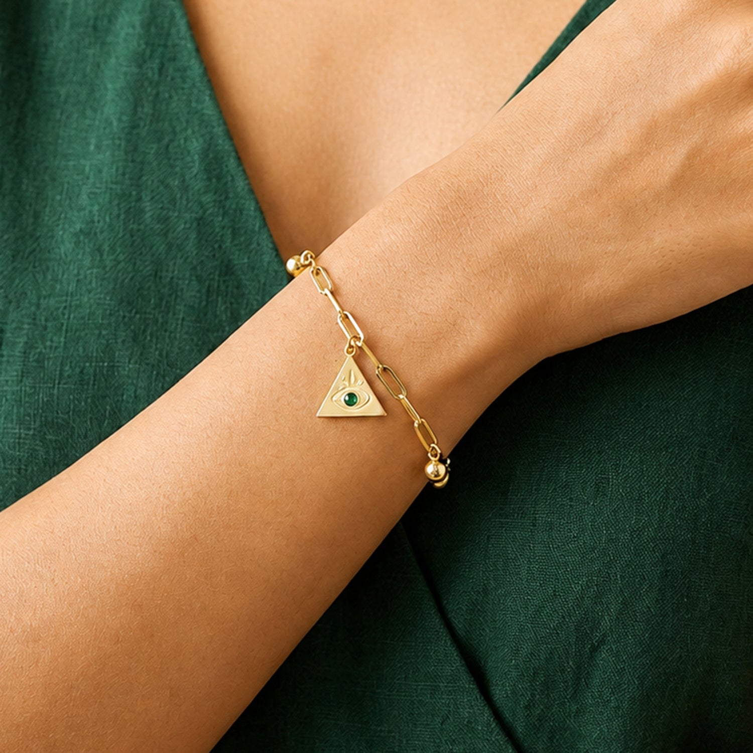 Artklim Mystic Evil Eye Sun Star Charm Gold-Tone Anti-Tarnish Bracelet