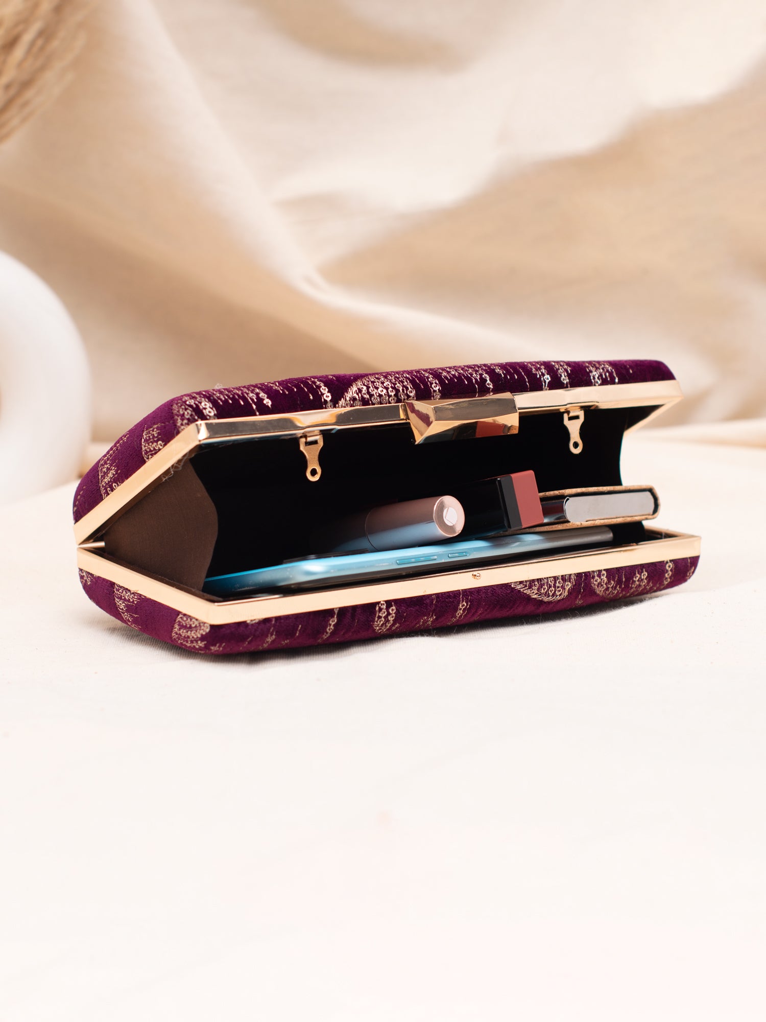 Artklim Midnight Plum Velvet Clutch