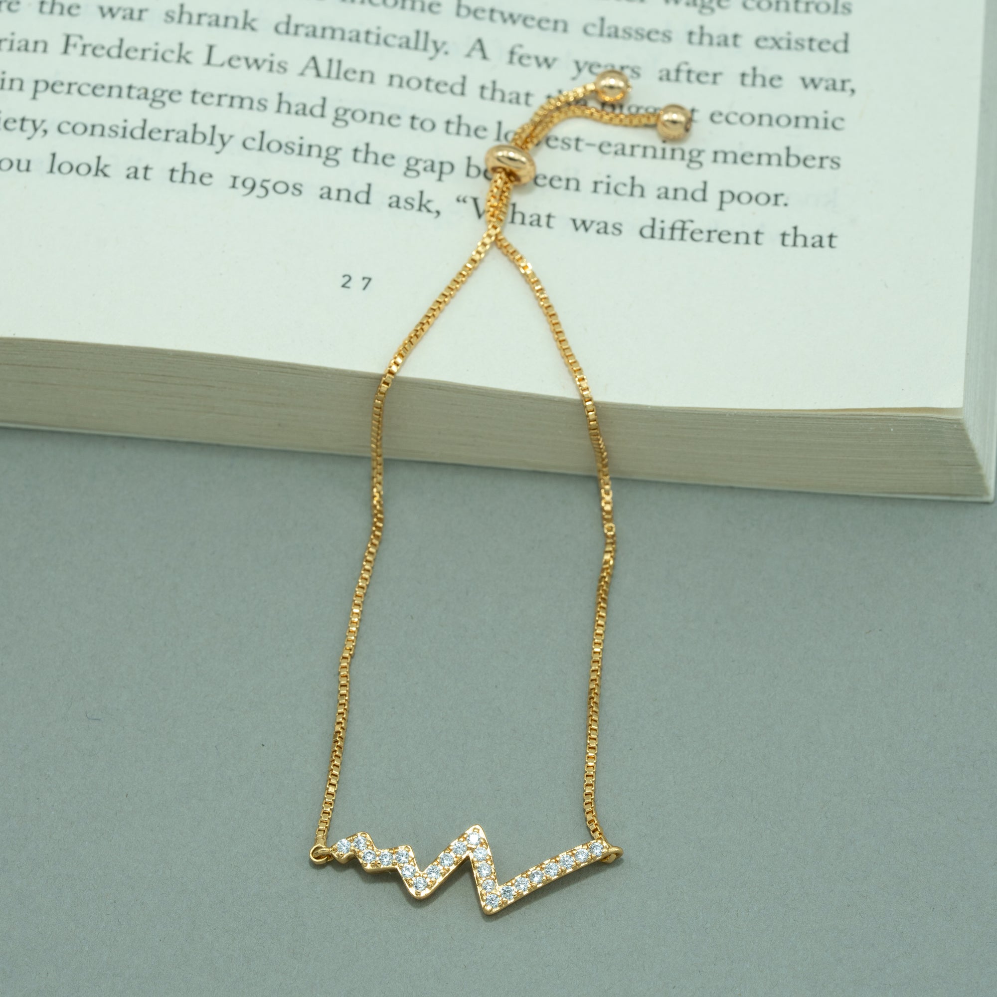 Artklim Gold Plated Zig Zag Design Slider Bracelet