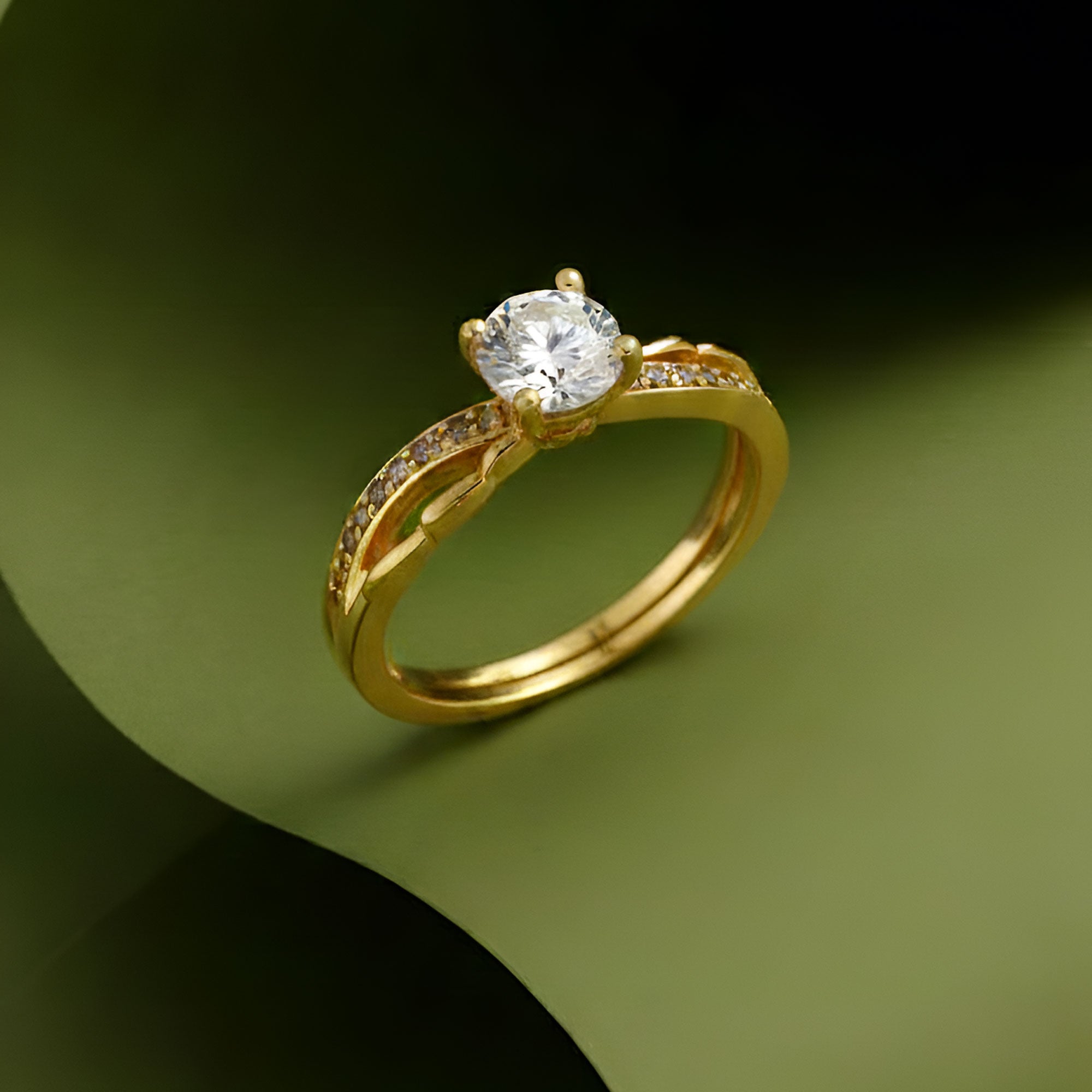 Artklim Gold-Plated Elegant Solitaire Radiance Anti-Tarnish Ring