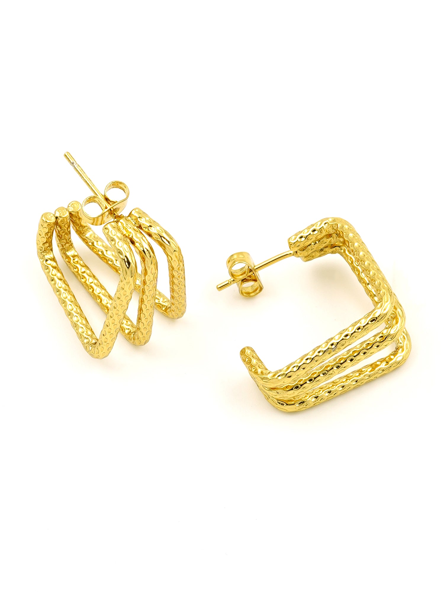 Artklim Golden Chevron Hoops Anti-Tarnish Earrings