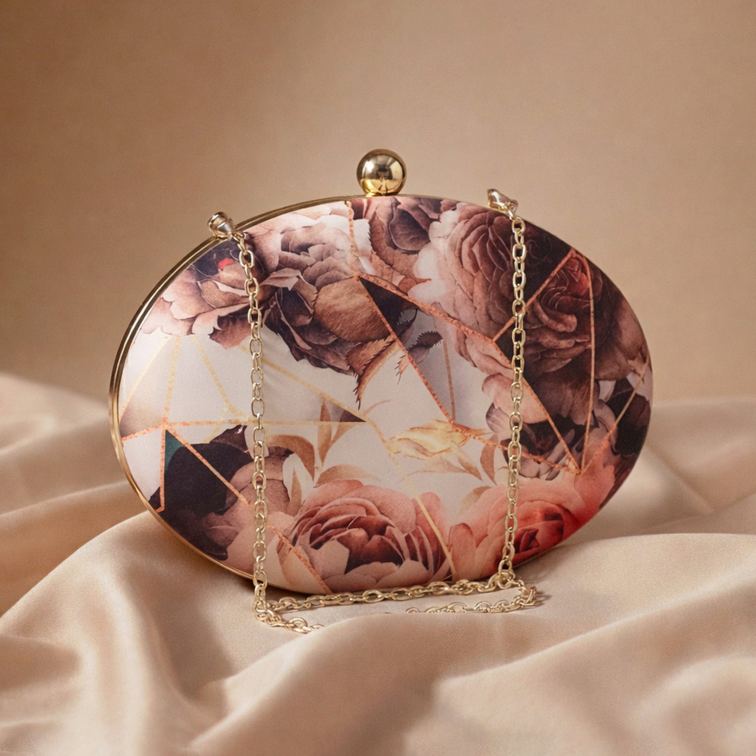 Abstract Rose Printed Clutch