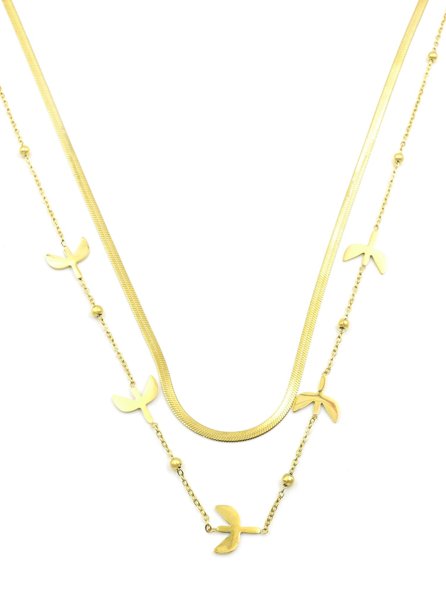 Artklim Sleek Gold Herringbone Chain Necklace