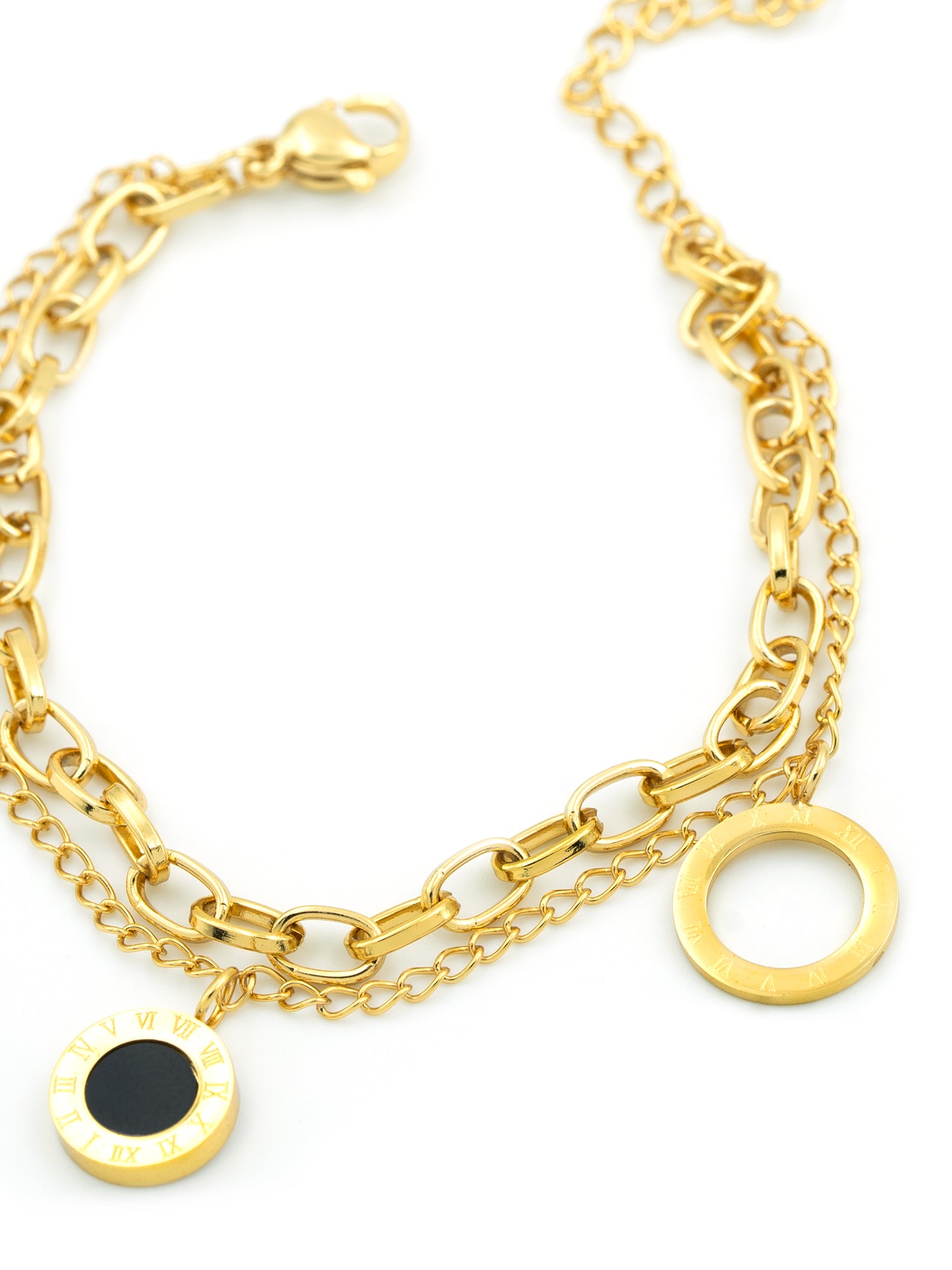 Artklim Gold PLated Anti Tarnish Golden Circle Charm Bracelet