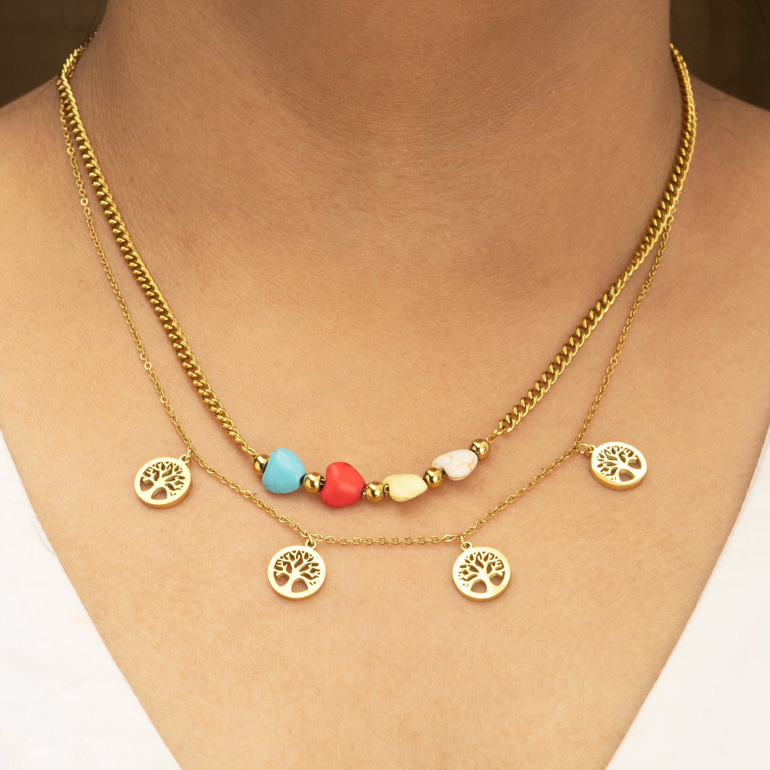 Artklim Tree of Life & Heart Charm Necklace