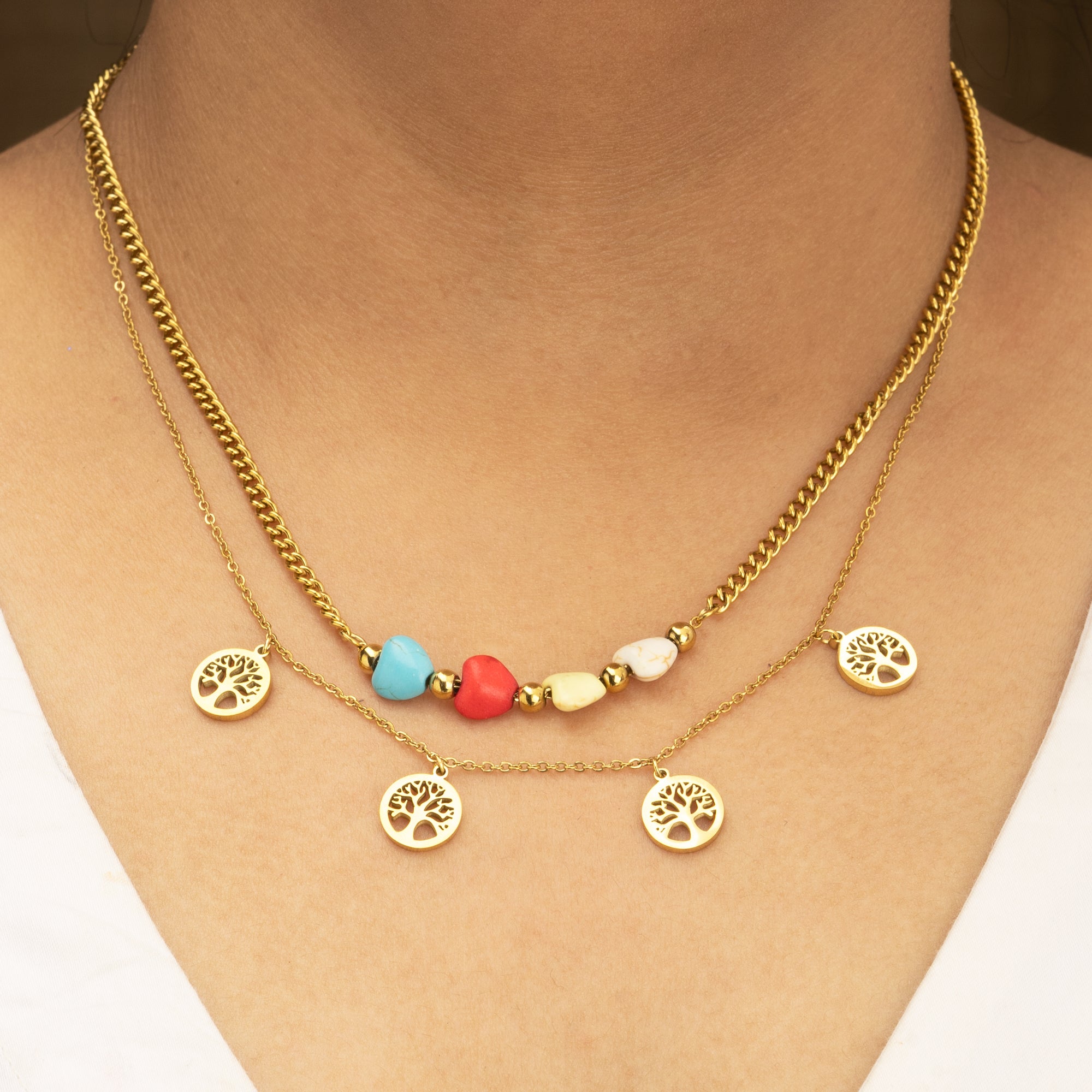 Artklim Tree of Life & Heart Charm Necklace