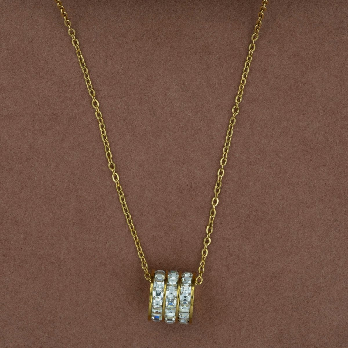 Artklim Gold Plated Trirng Pendant Necklace