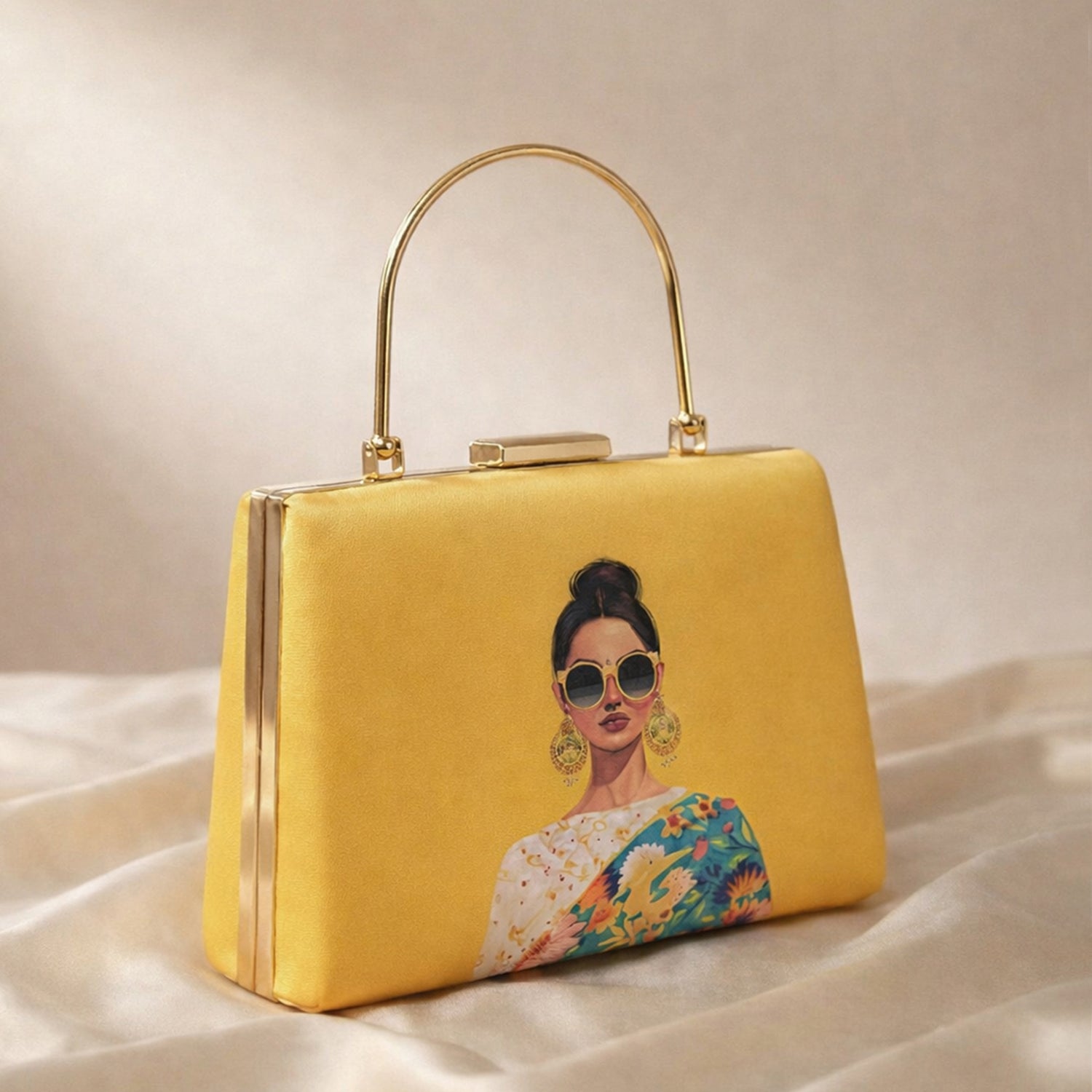 Artklim Yellow Based Classy Women Printed Clutch