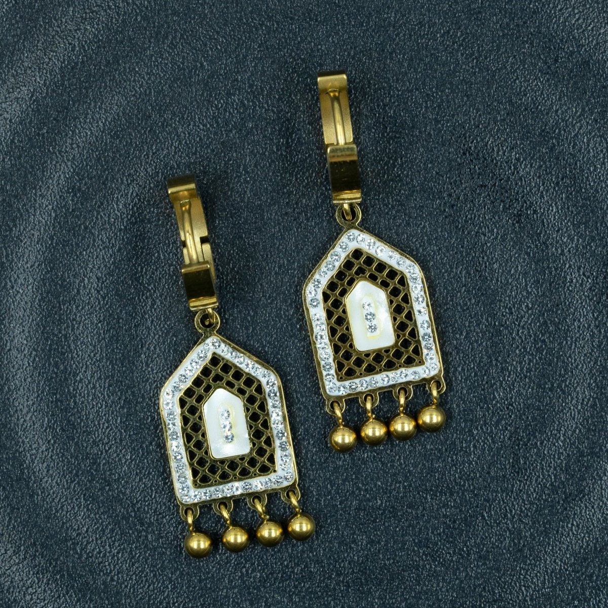 Artklim Gold Plated Geometric Pendant Hoop Earrings