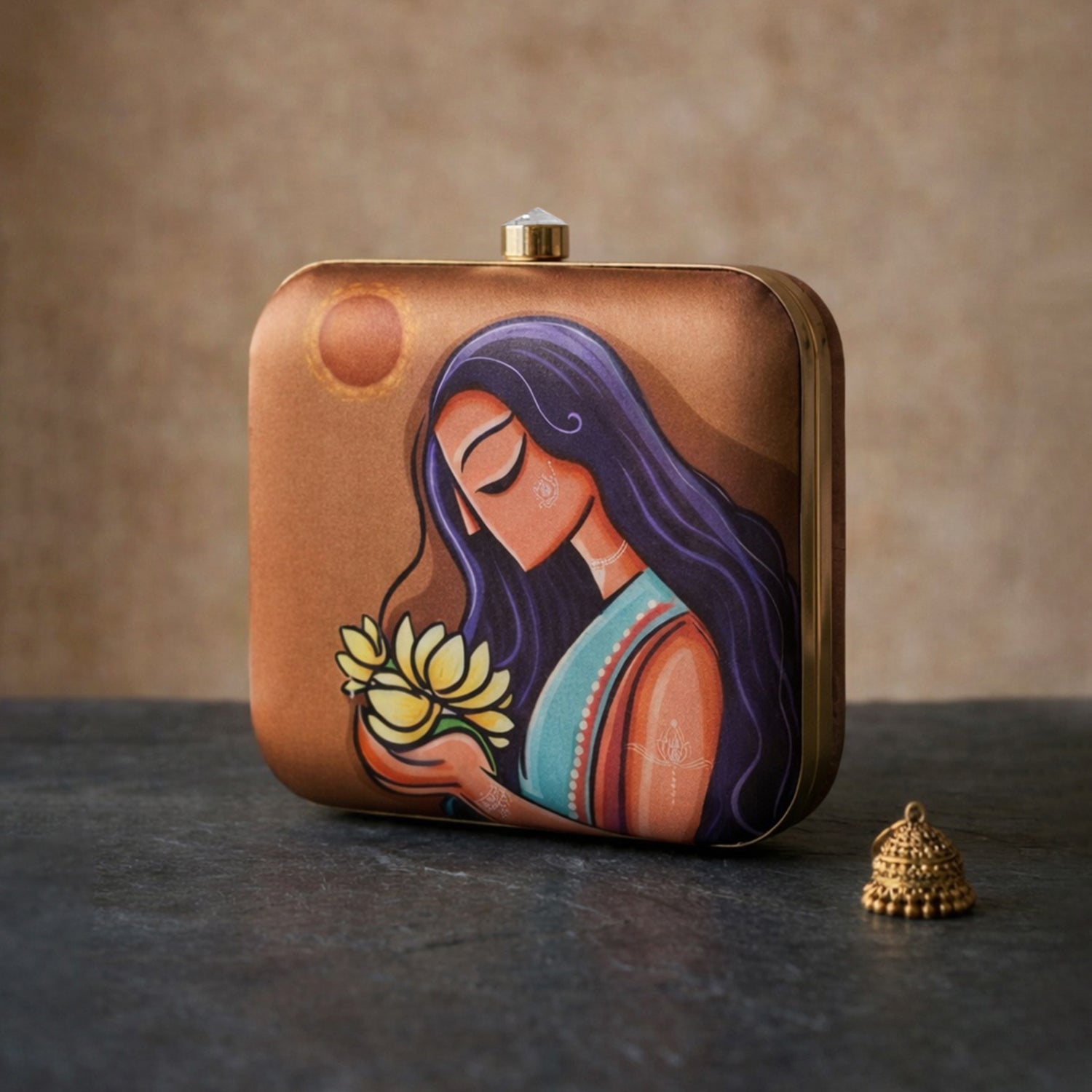 Artklim Lotus Grace Printed Clutch