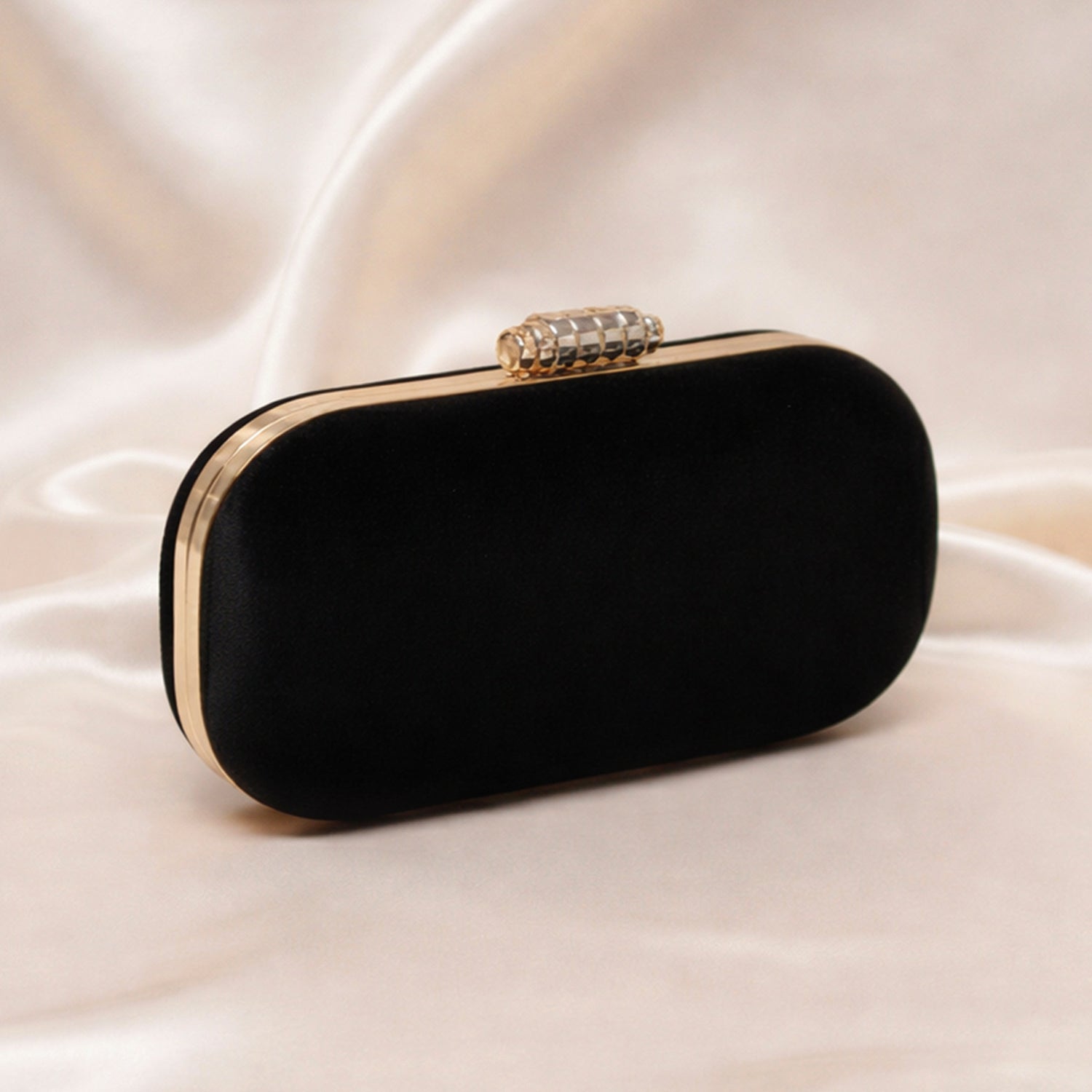 Artklim Black Base Plain Velvet Fabric Clutch