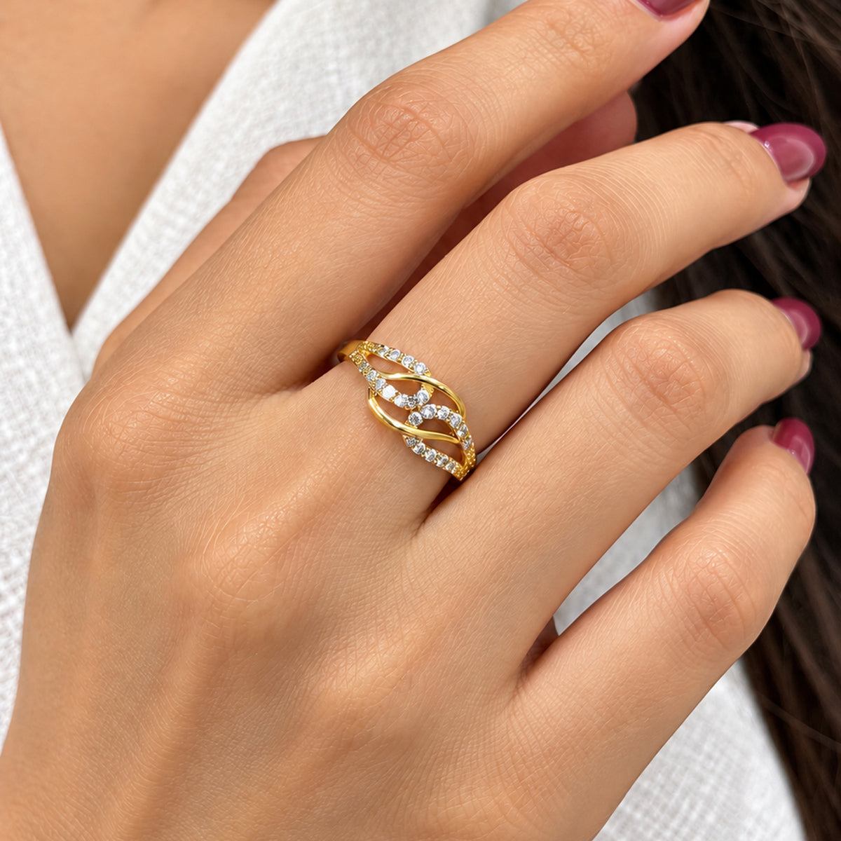 Artklim Chic Twisted Gold-Tone Anti-Tarnish Ring