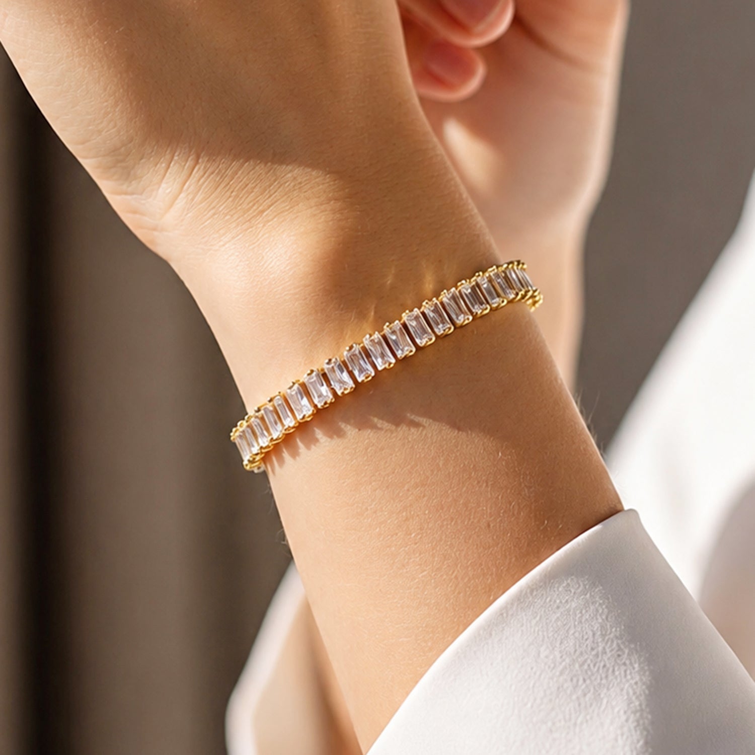 Artklim Royal Baguette Crystal Tennis Anti-Tarnish Bracelet