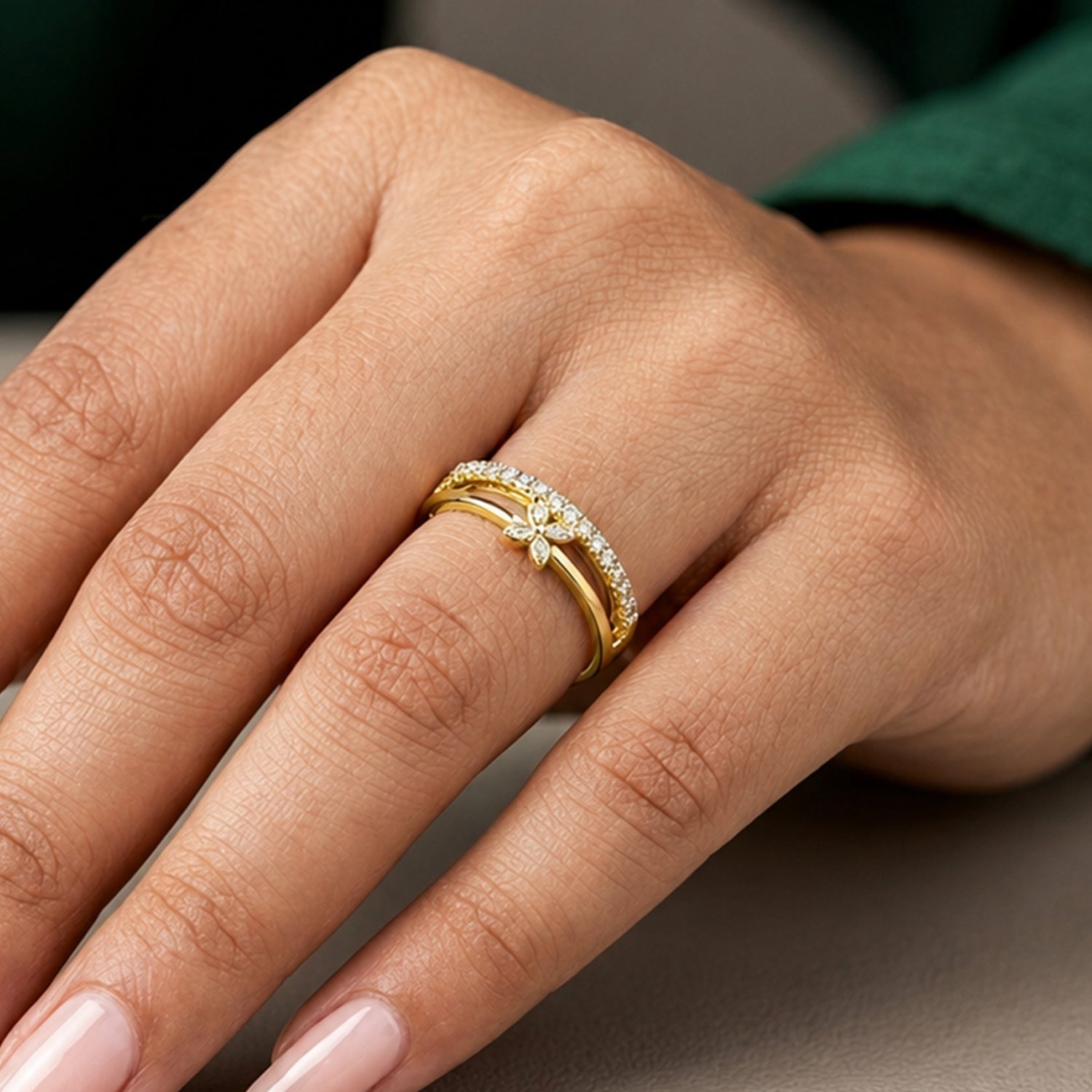 Artklim Stylish Statement Design Gold Anti-Tarnish Ring