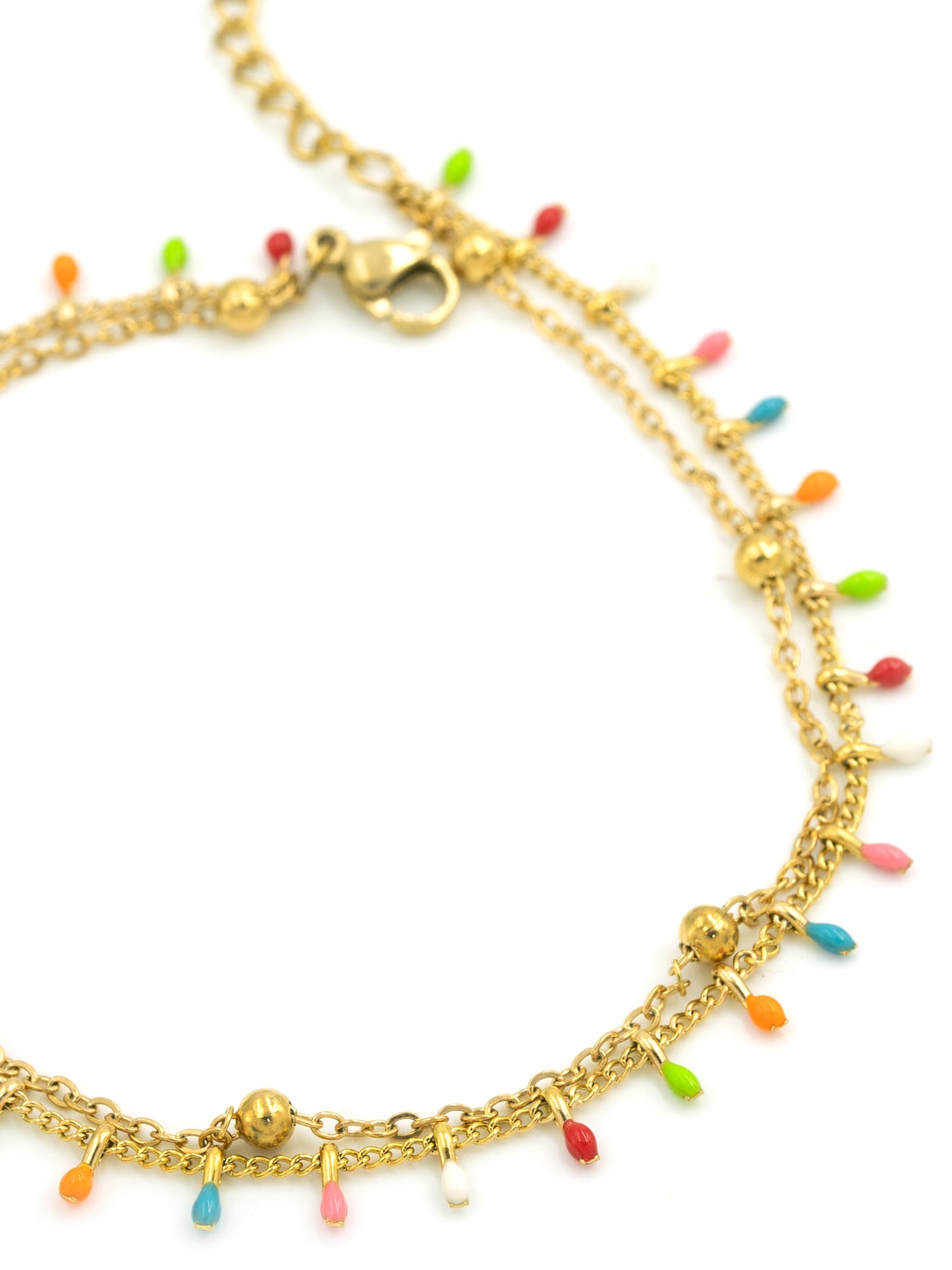 Artklim Gold Plated Multicolored Anti Tarnish Anklet
