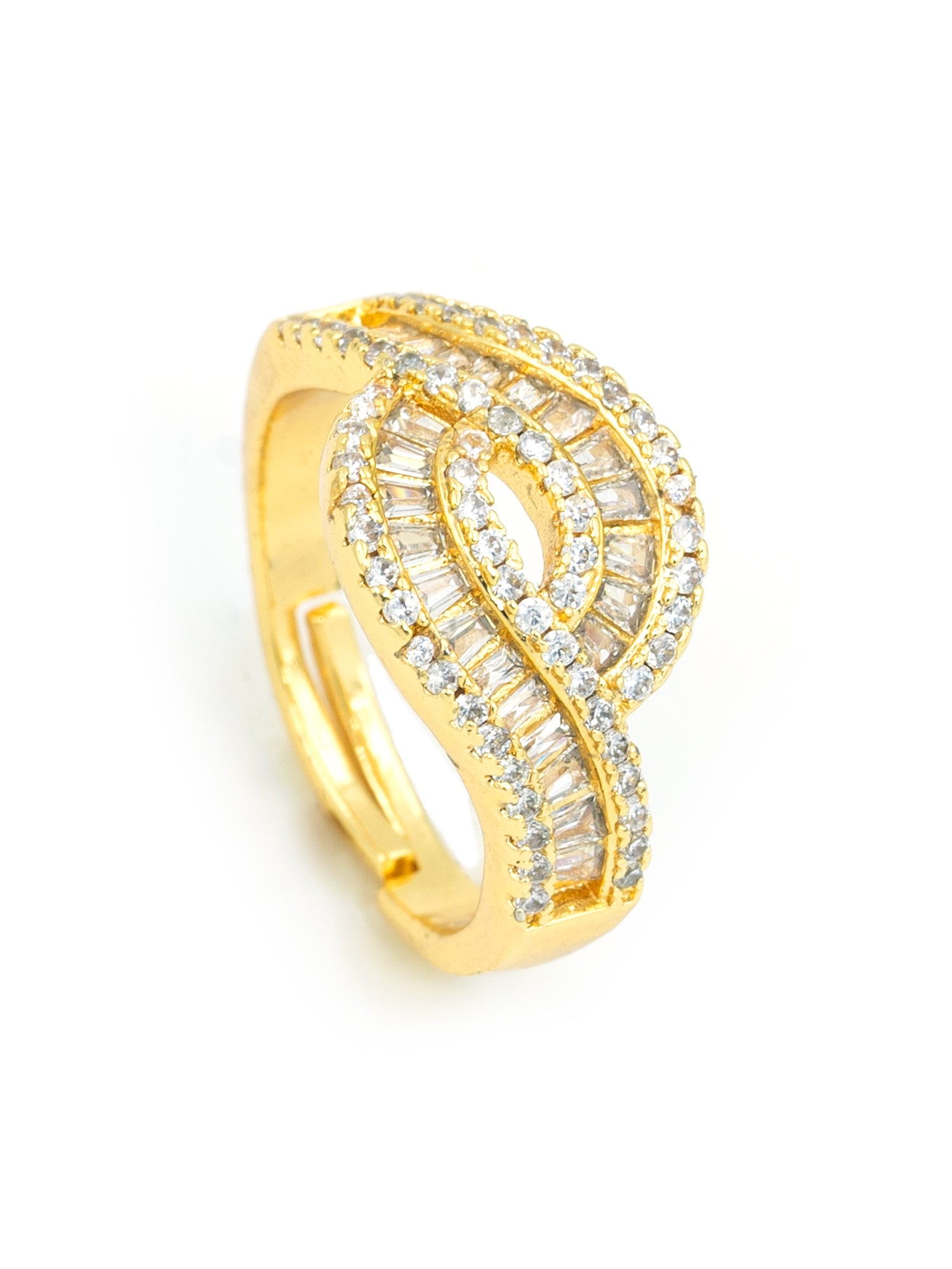 Artklim Gold-Plated Weave Sparkle Anti-Tarnish Ring
