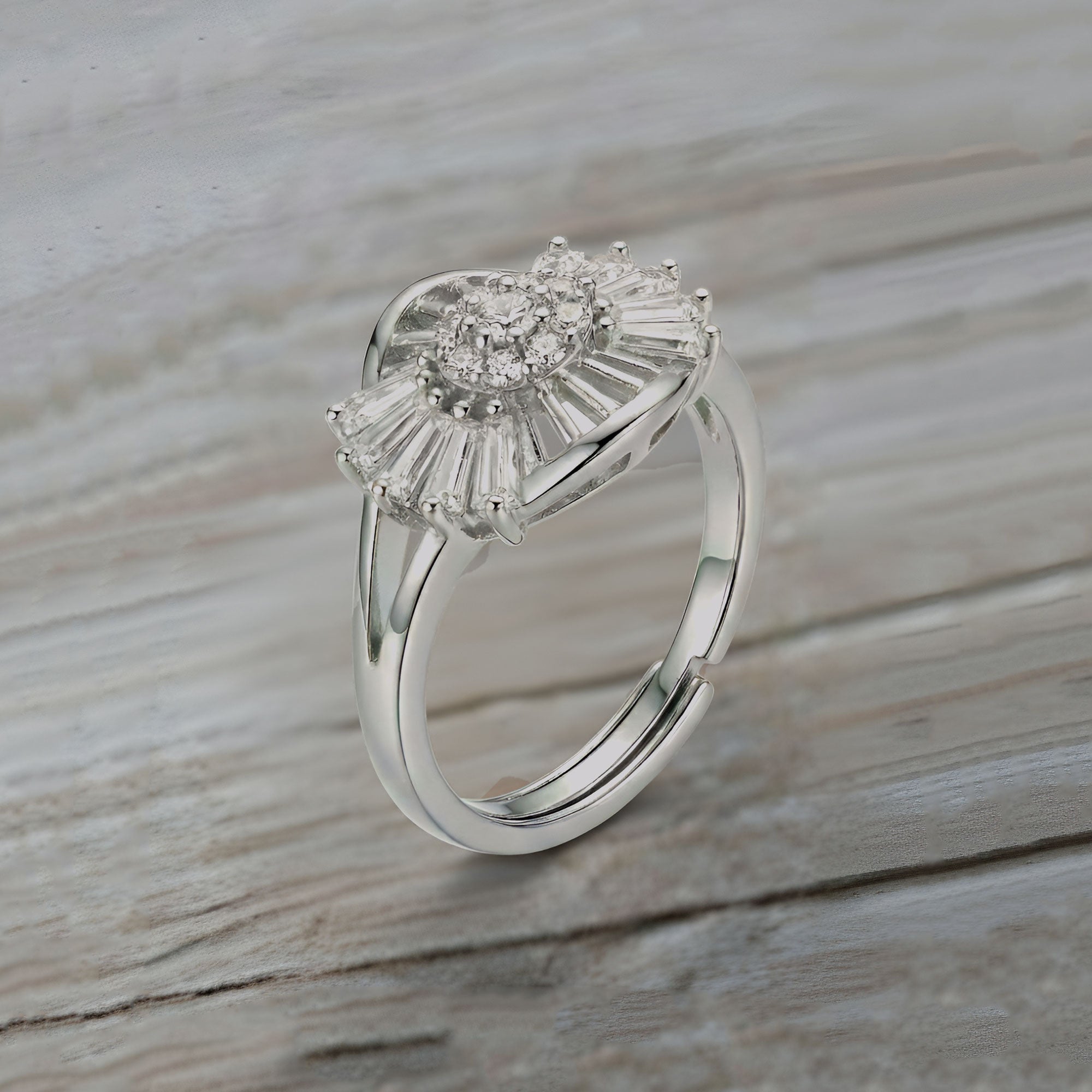 Artklim Silver-Tone Starburst Anti-Tarnish Ring