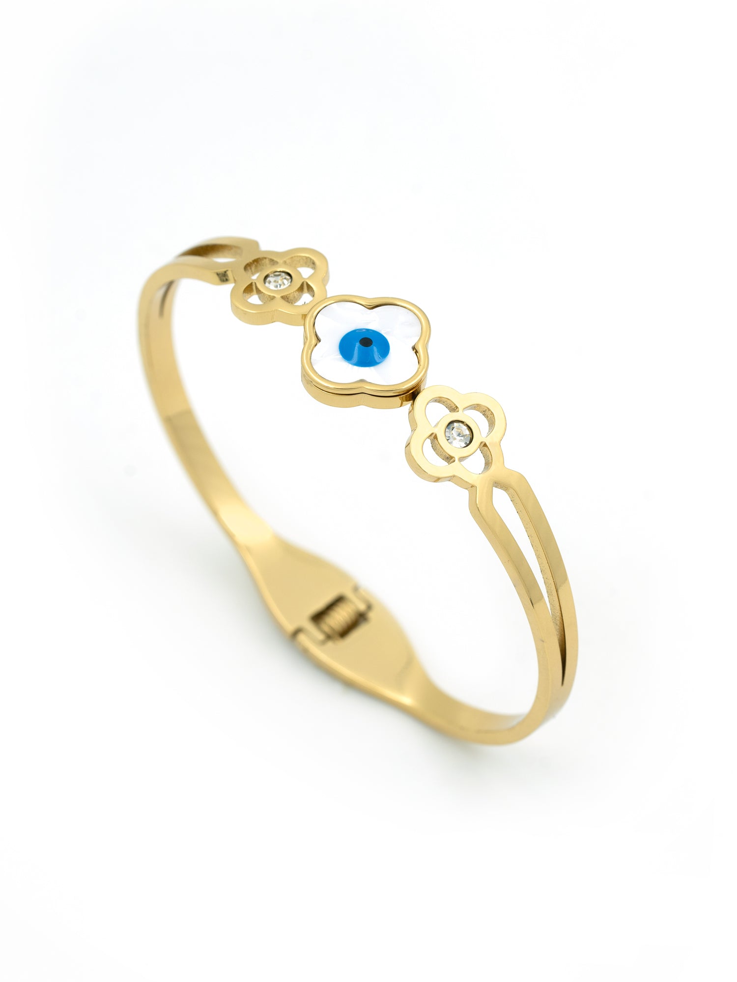 Artklim Gold Plated Anti Tarnish Evil Eye Floral Bracelet