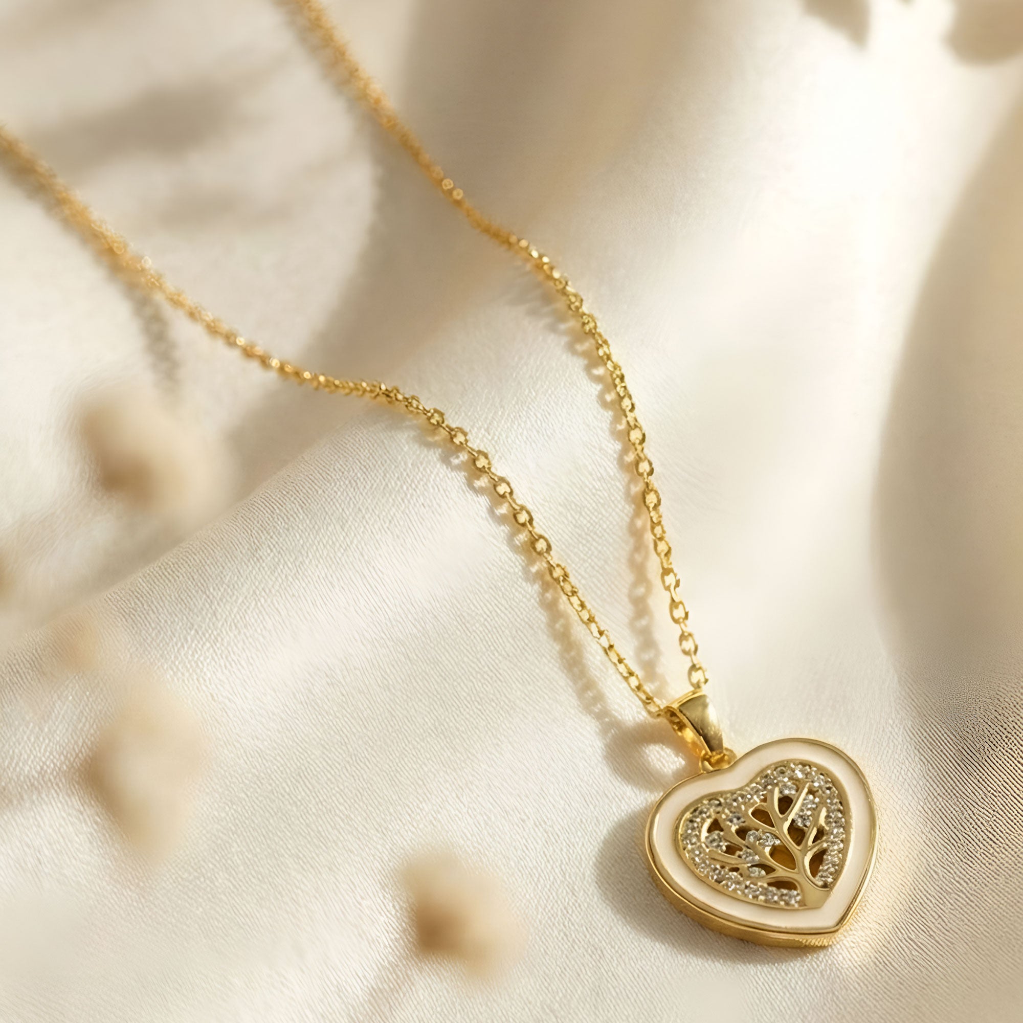 Artklim Gold-Plated Tree of Life Heart Anti-Tarnish Pendant Necklace