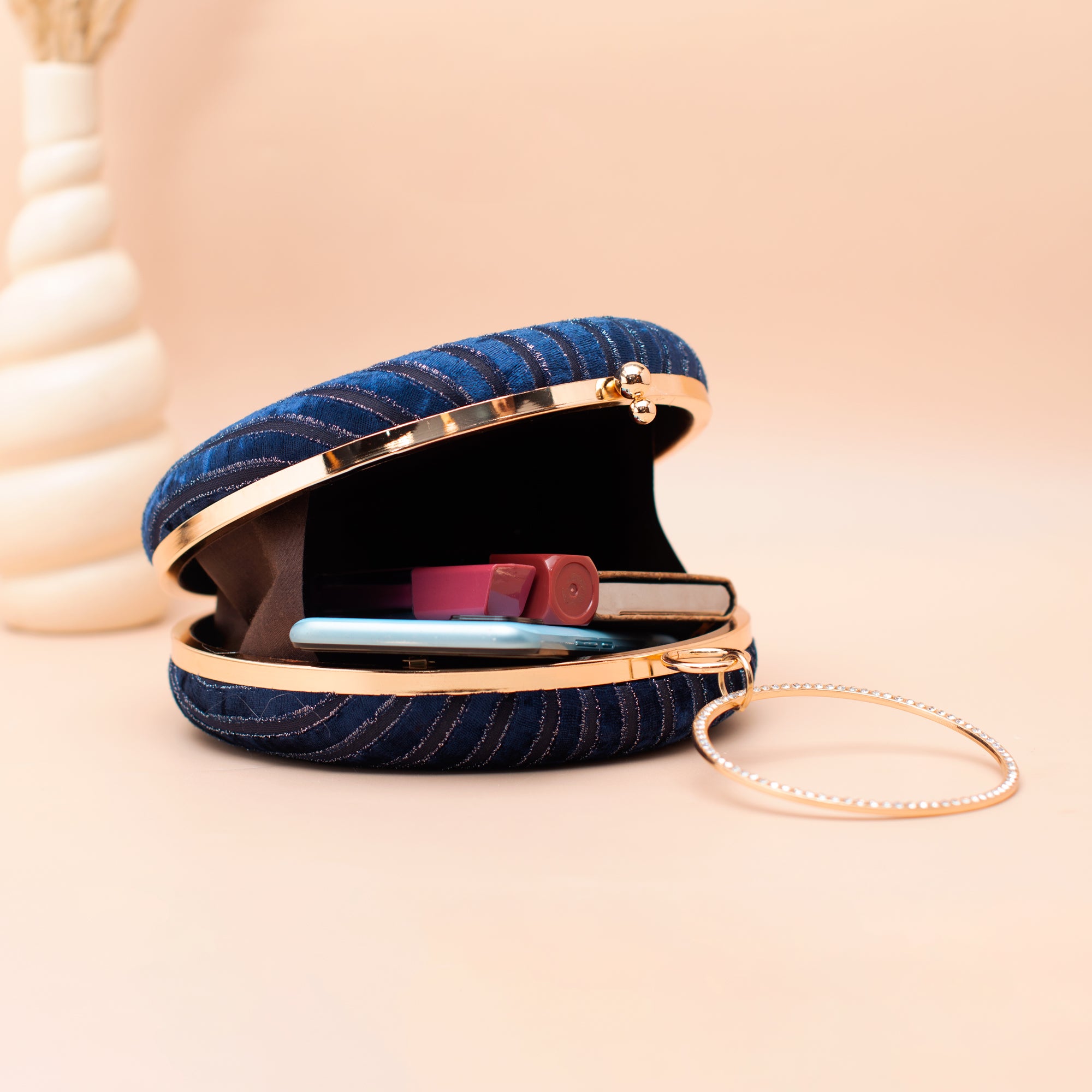 Artklim Navy Blue Embroidery Clutch