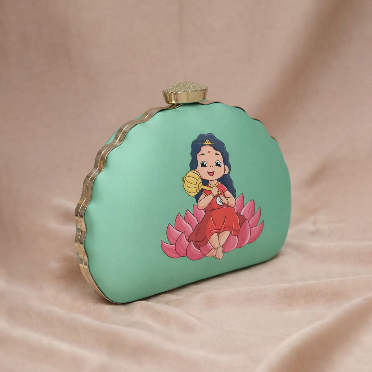 Artklim Baby Durga Printed D-Shape Clutch