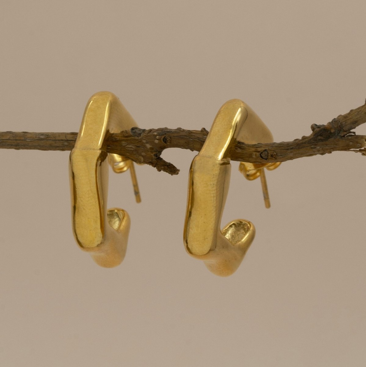 Artklim Gold Plated Geometric Hoop Earrings