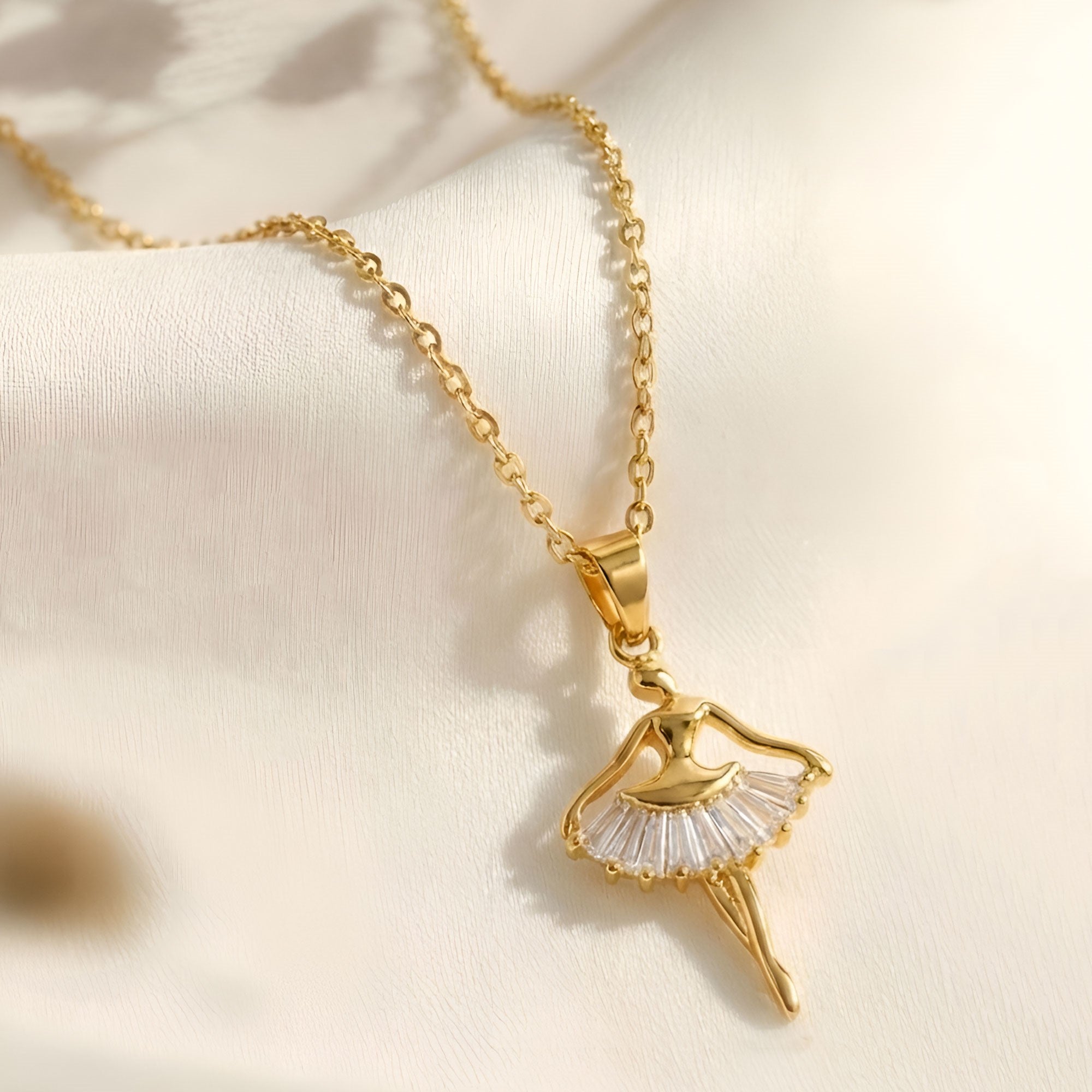 Artklim Gold-Plated Elegant Ballet Dancer Anti-Tarnish Pendant Necklace