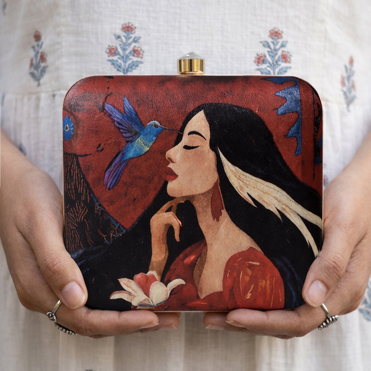 Artklim The Hummingbird Dreamscape Printed Clutch