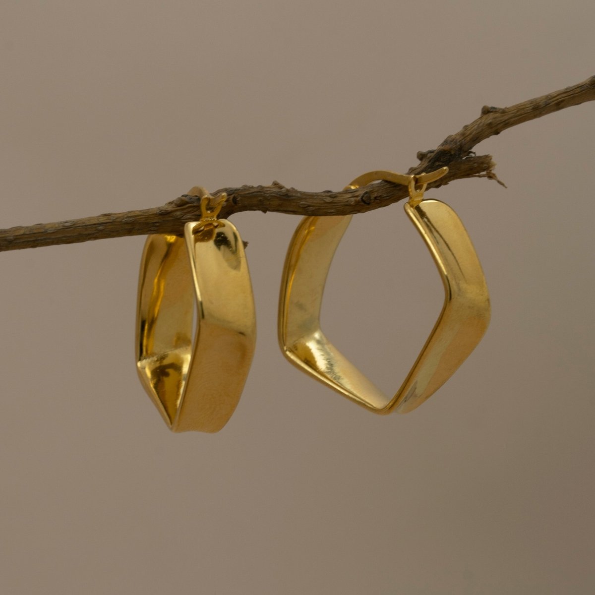 Artklim Gold Plated Geometric Hoop Earrings