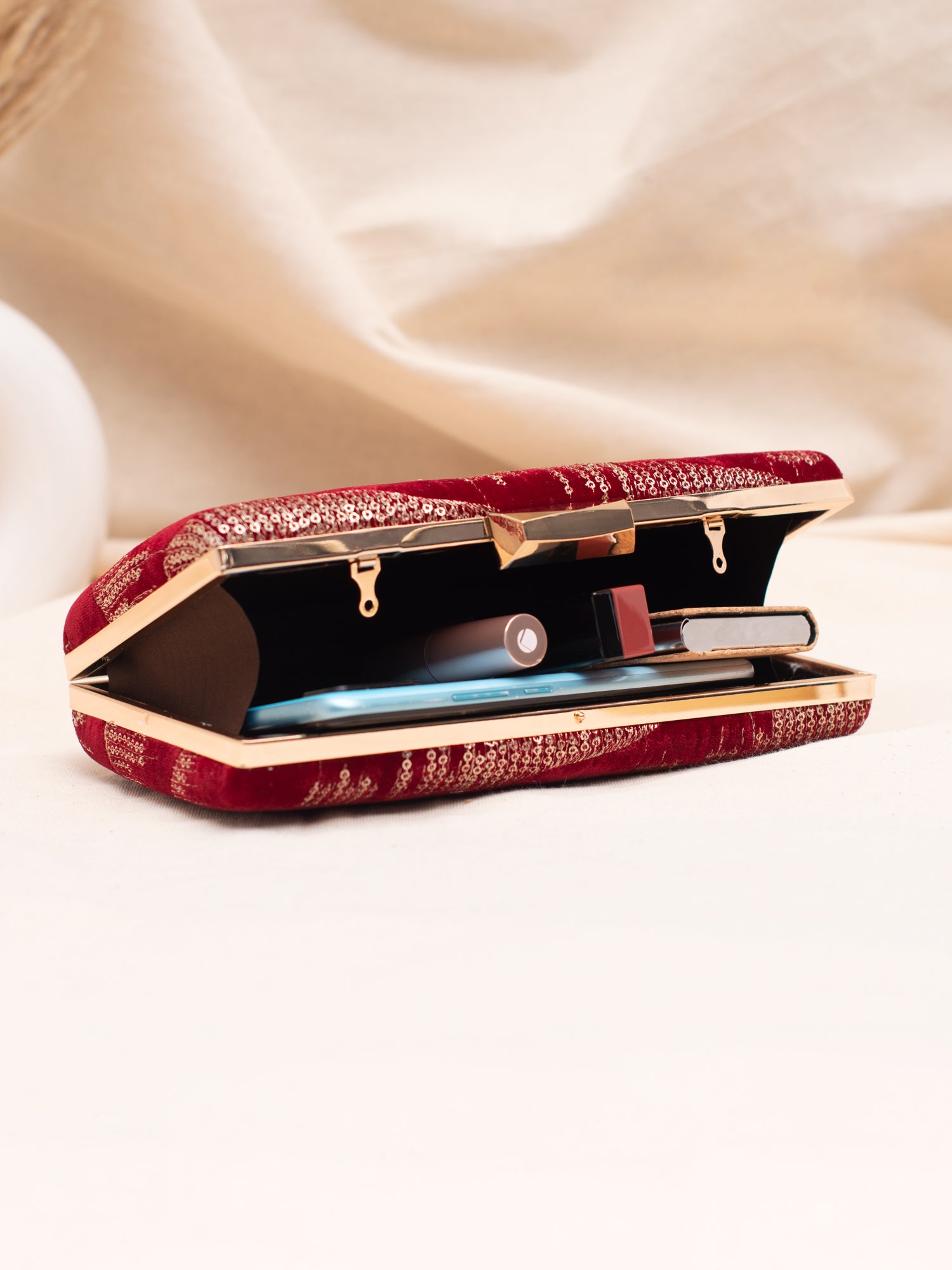 Artklim Wine Red Velvet Glow Clutch