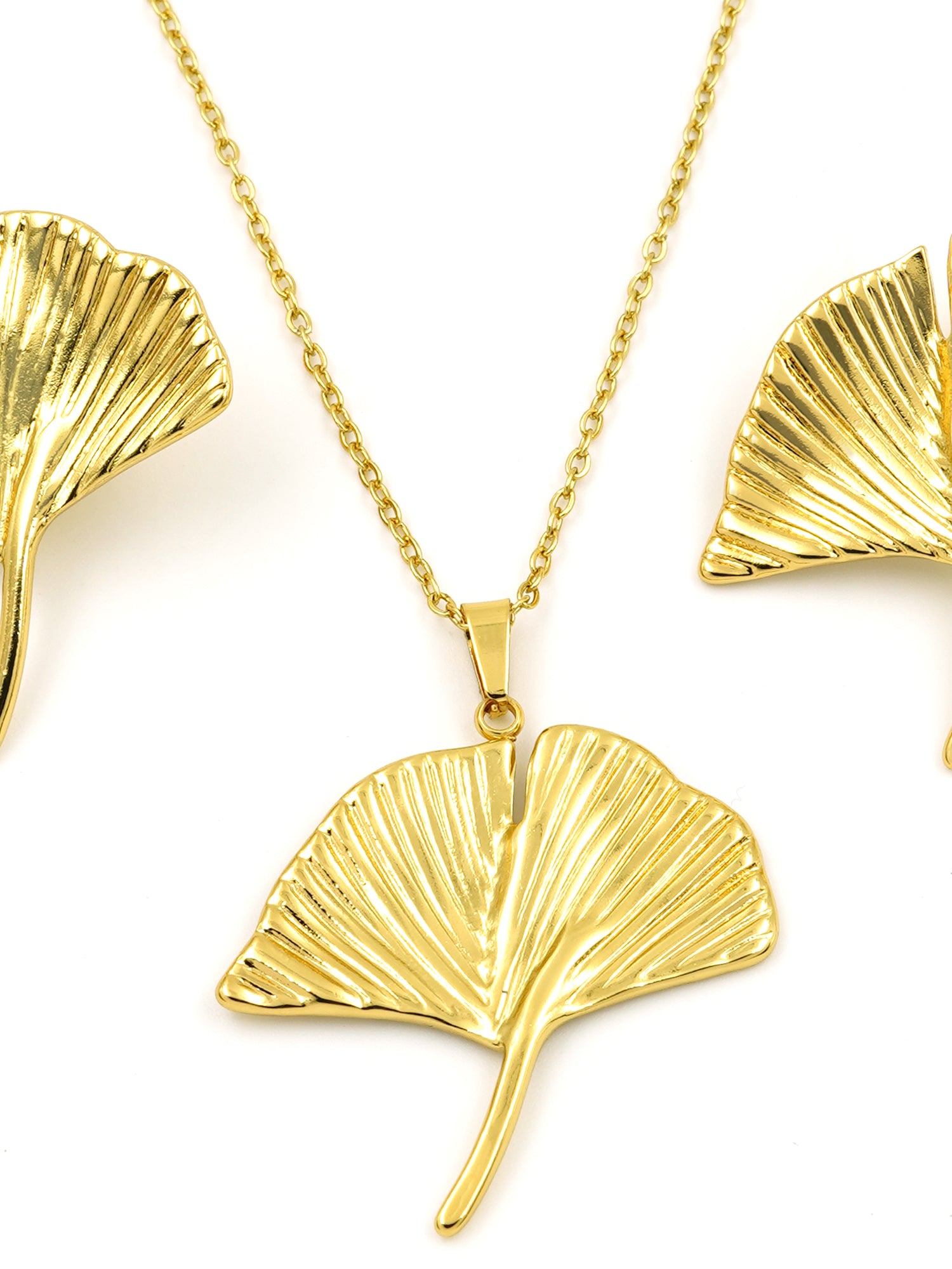 Artklim Golden Ginkgo Leaf Anti Tarnish Jewelry Set