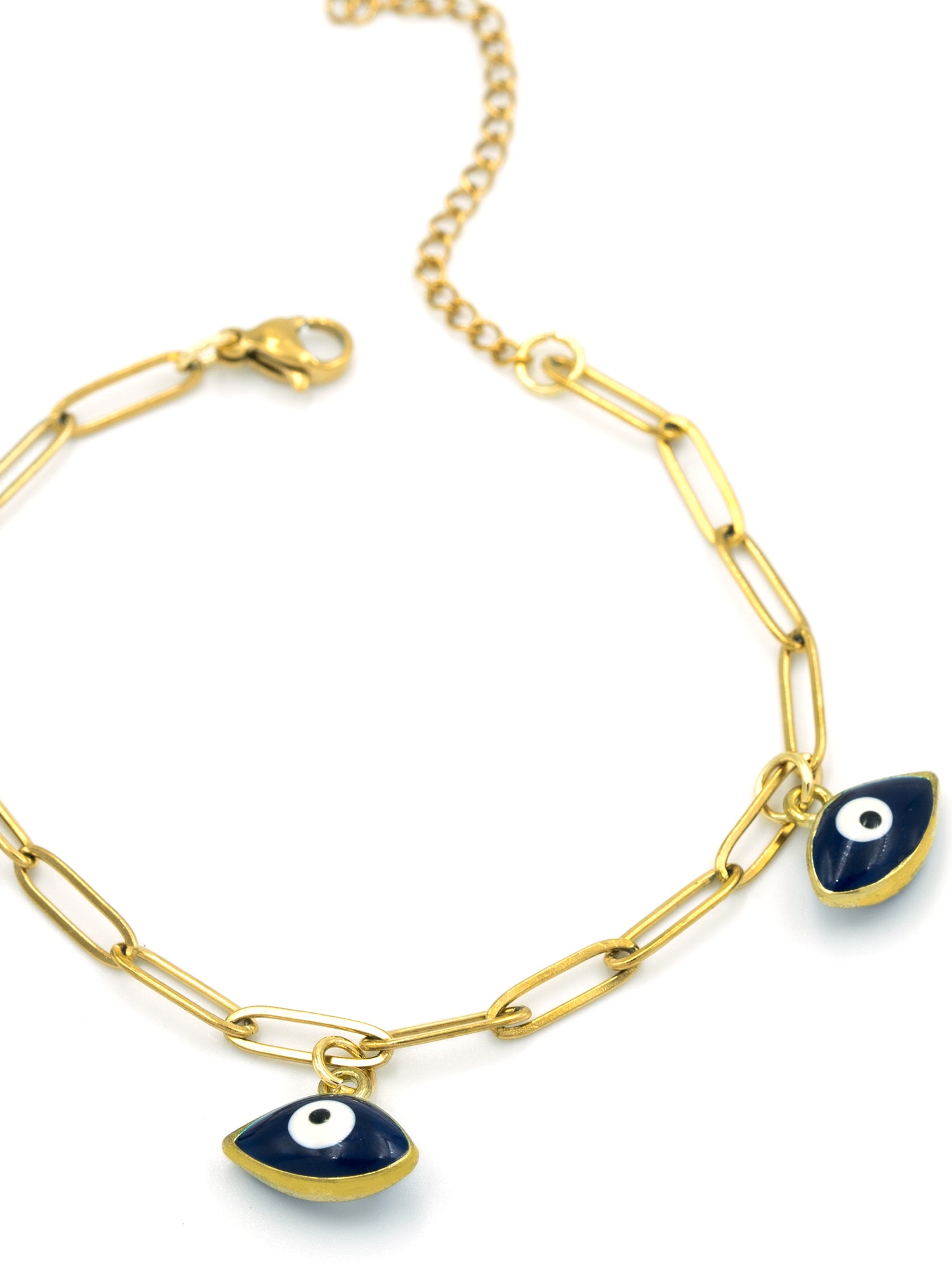 Artklim Gold Plated Anti Tarnish Blue Evil Eye Chain Bracelet