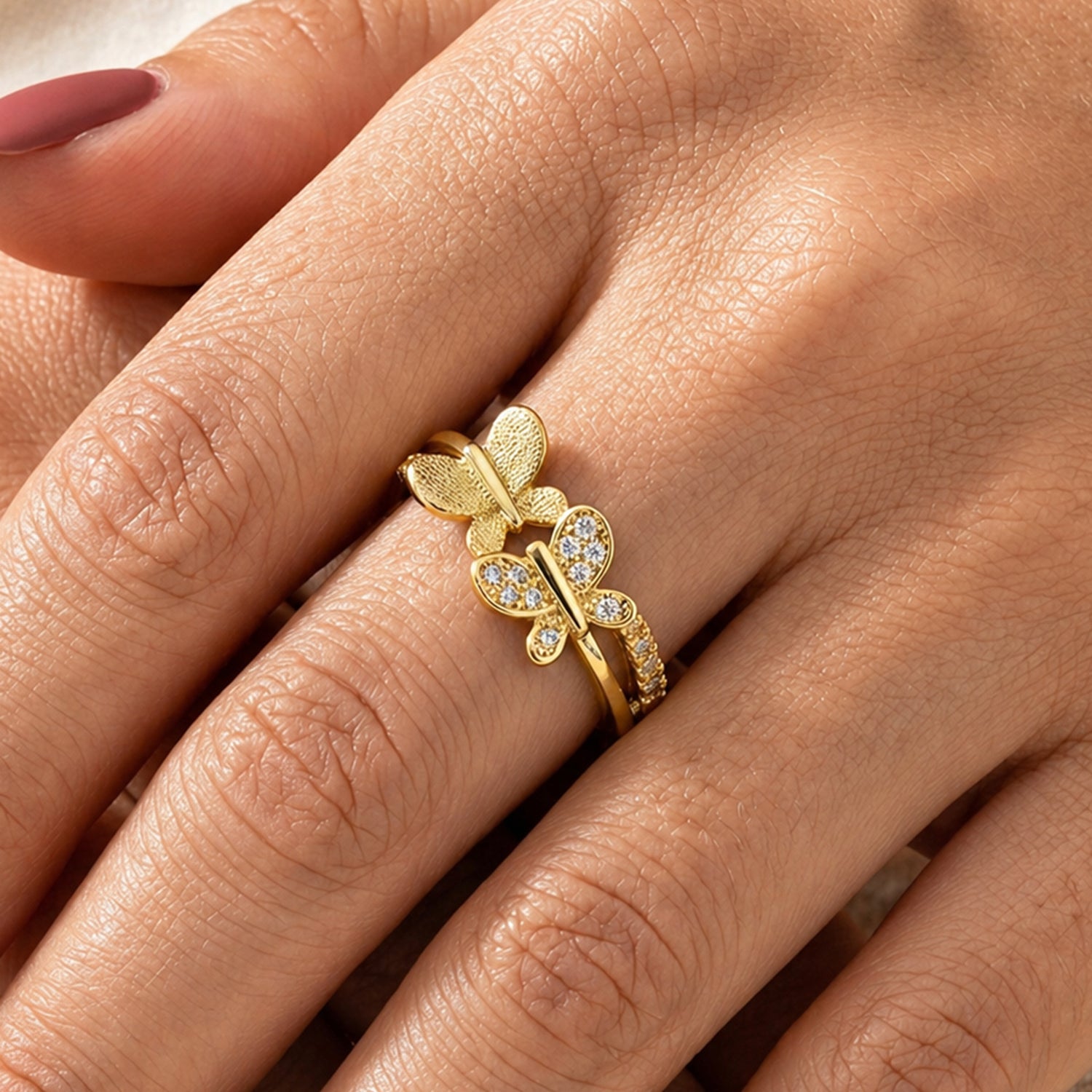 Artklim Elegant Butterfly Gold Anti-Tarnish Ring