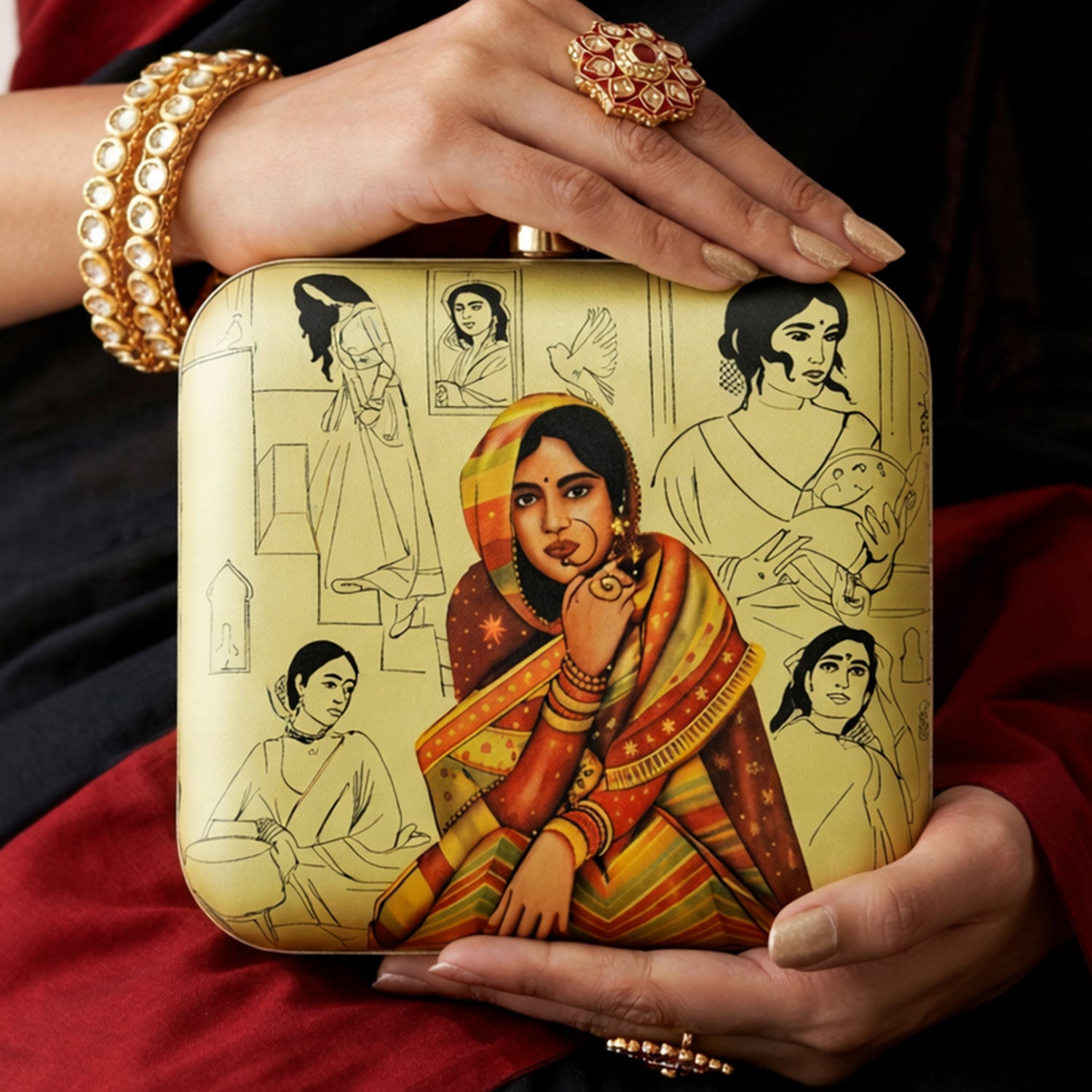 Artklim Threads of Everyday Stories Printed Clutch
