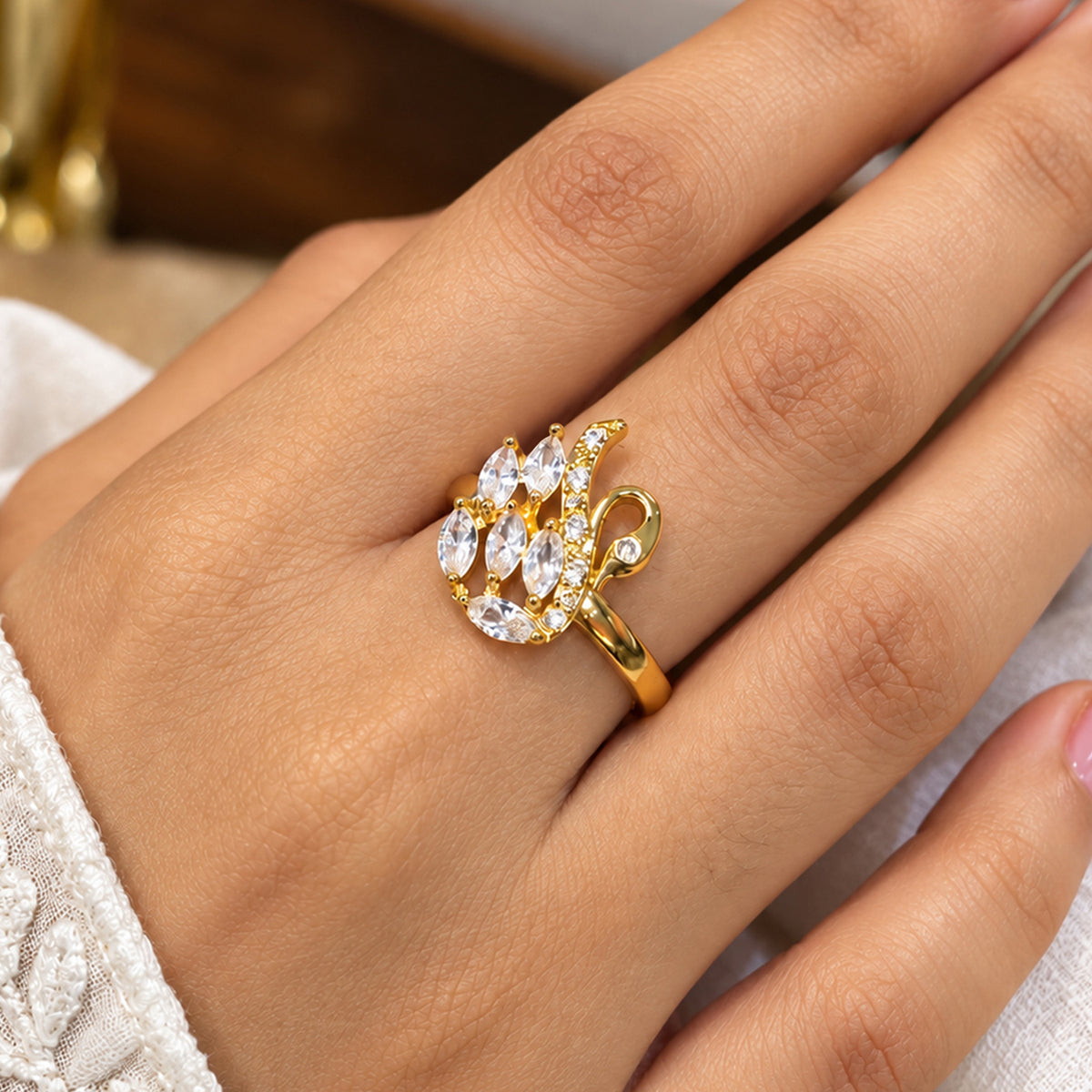 Artklim Charming Swan Crystal Gold-Tone Anti-Tarnish Ring