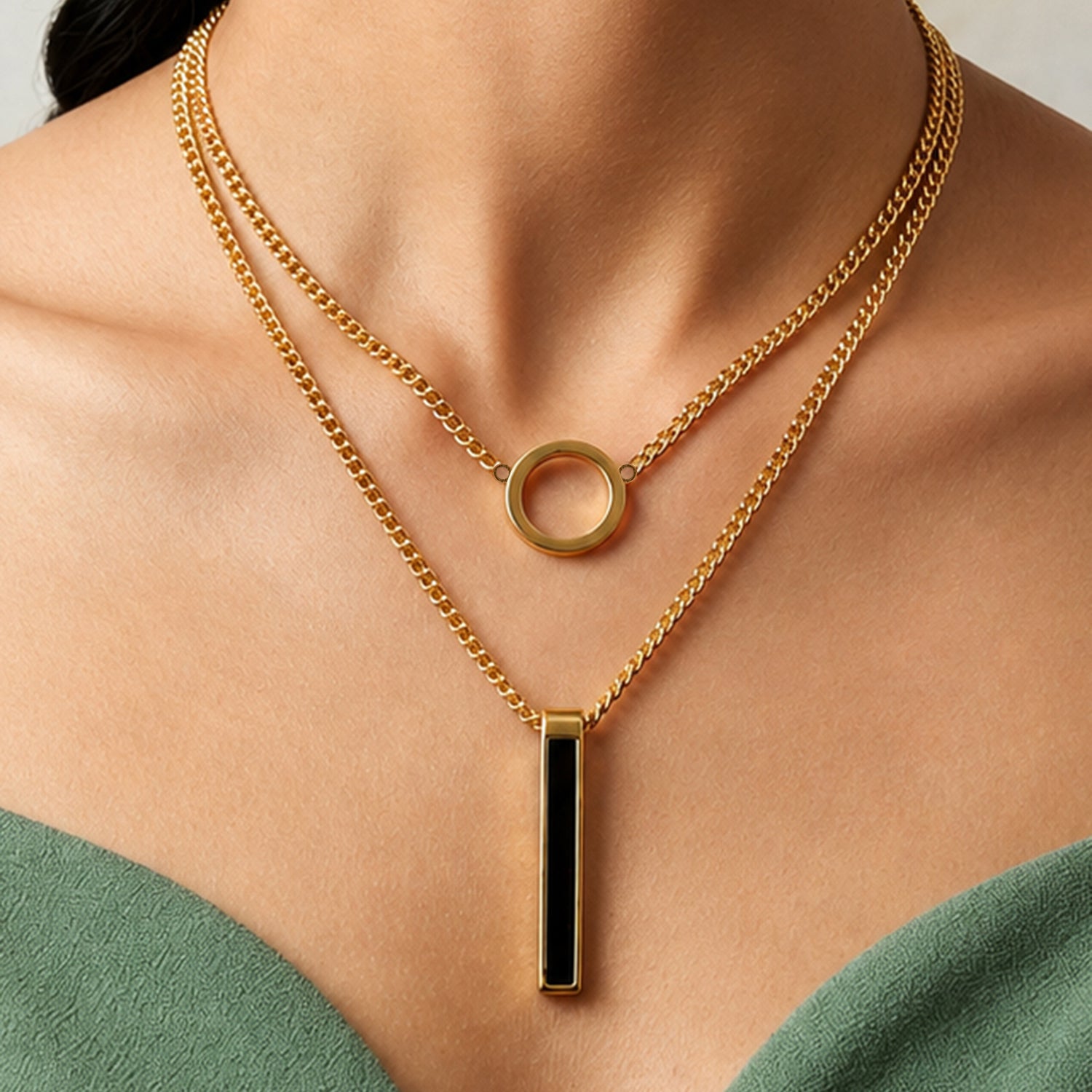 Artklim Golden Elegance Double Layer Anti-tarnish Necklace