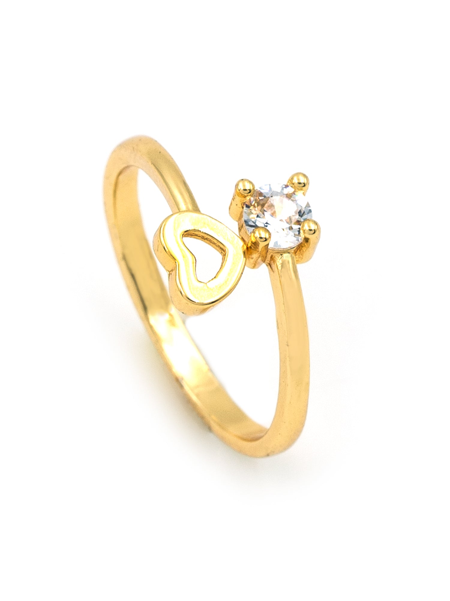 Artklim Gold-Plated Heart Solitaire Anti-Tarnish Ring