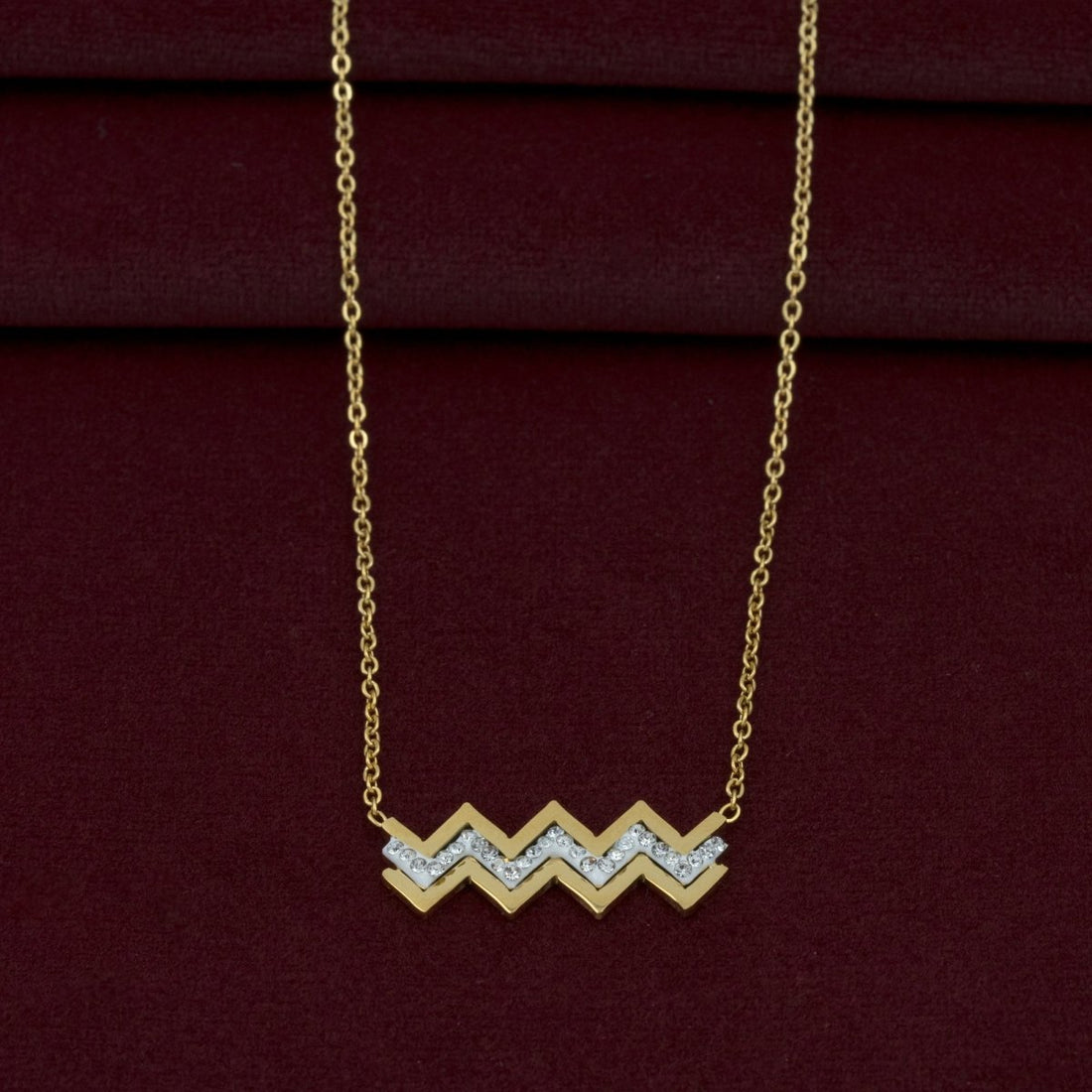 Artklim Gold Plated Zig-Zag Pendant Necklace