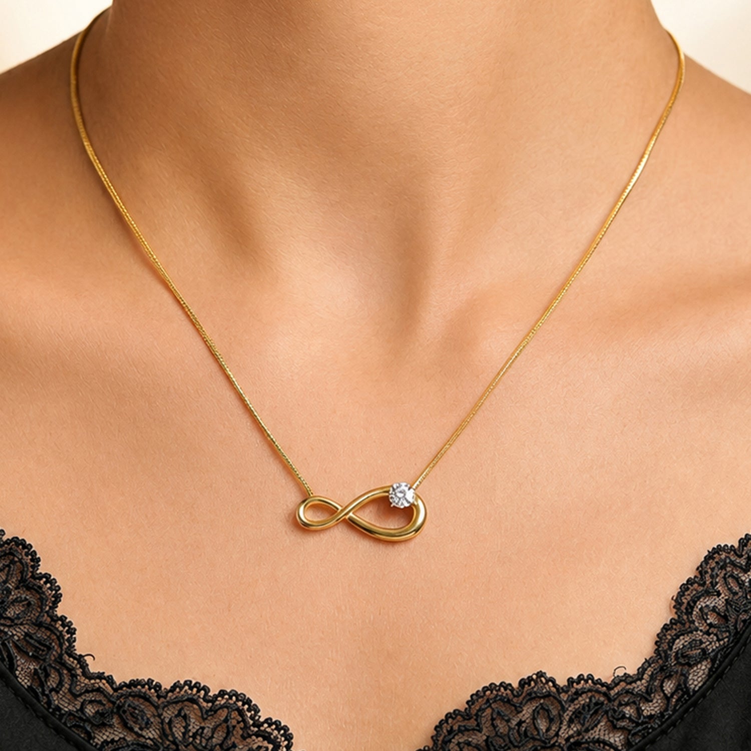 Artklim Infinity Spark Crystal Anti-Tarnish Pendant Necklace