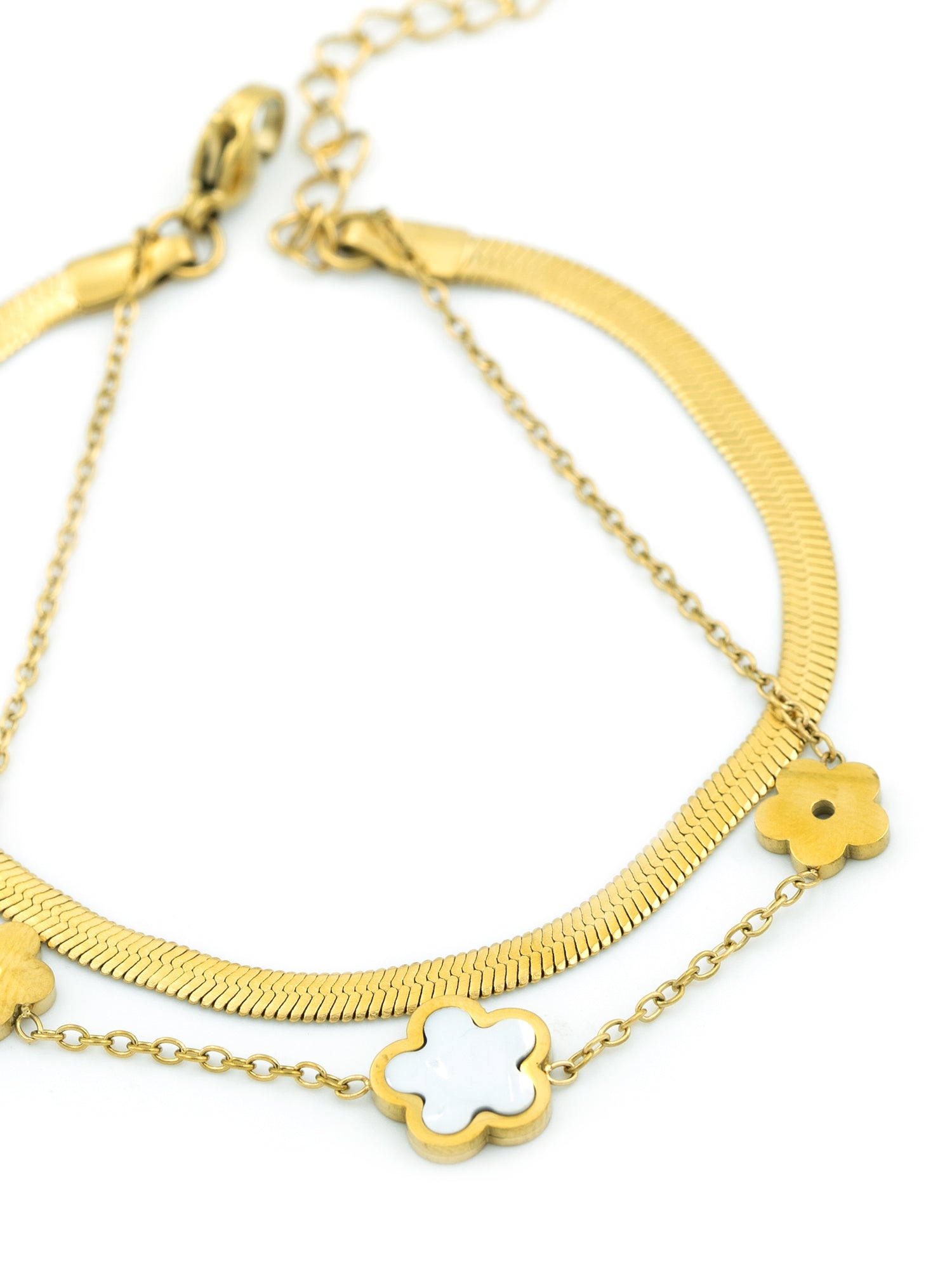 Artklim Gold Plated Anti Tarnish Golden Bloom Chain Bracelet