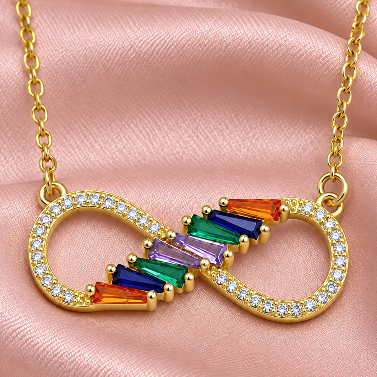 Artklim Luxe Infinity Rainbow Crystal Gold-Tone Anti-Tarnish Pendant Necklace
