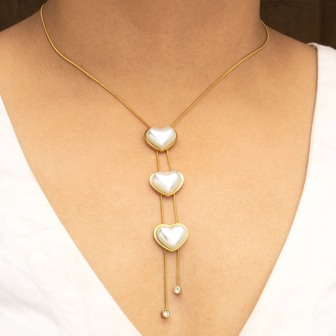 Artklim Triple Heart Drop Necklace