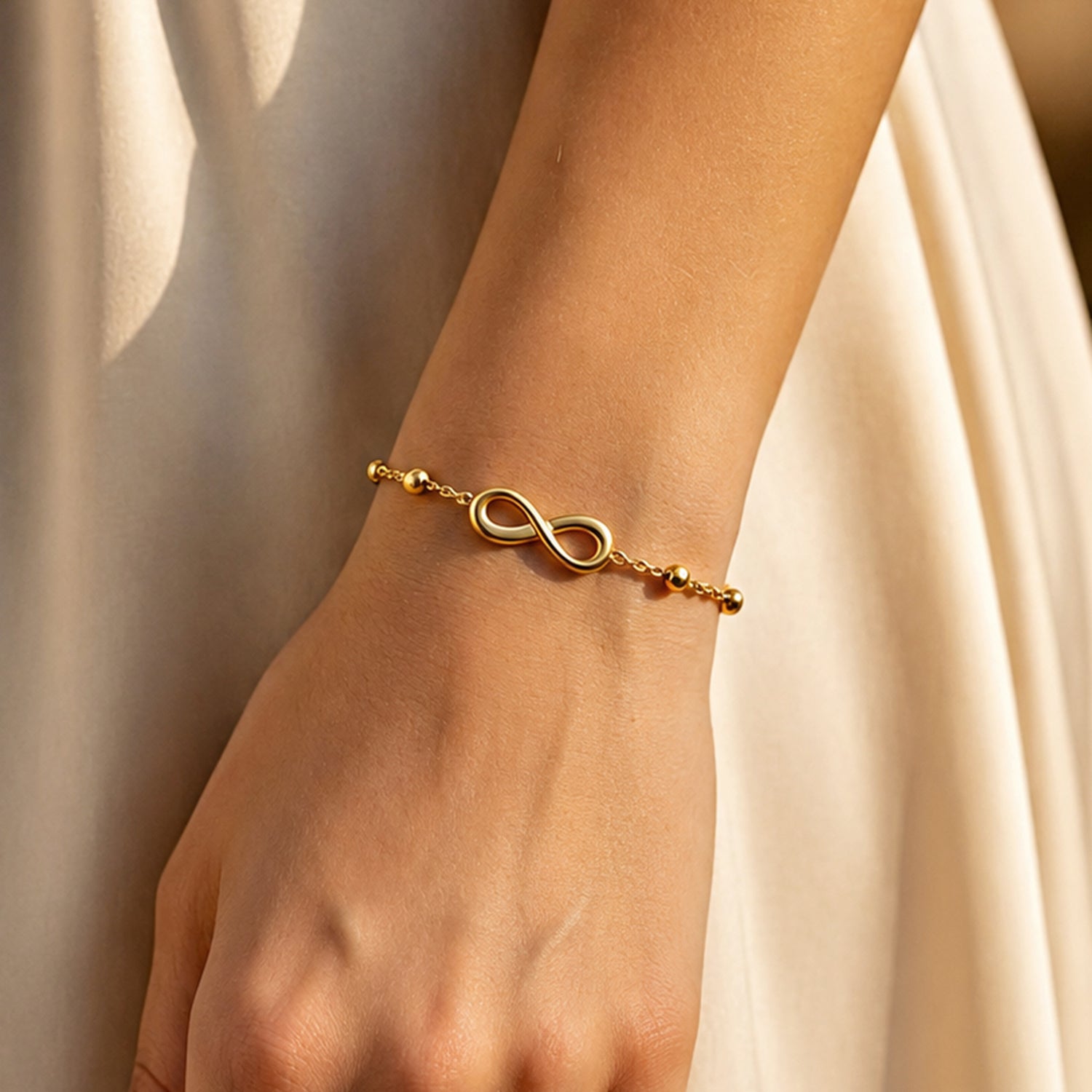 Artklim Infinity Grace Beaded Gold Anti-Tarnish Bracelet