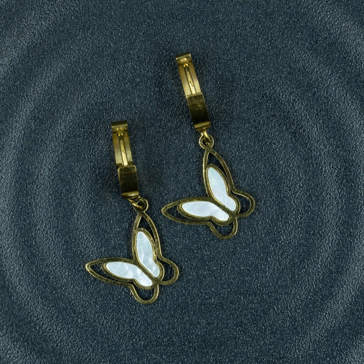 Artklim Gold Plated Butterfly Drop Hoop Earrings