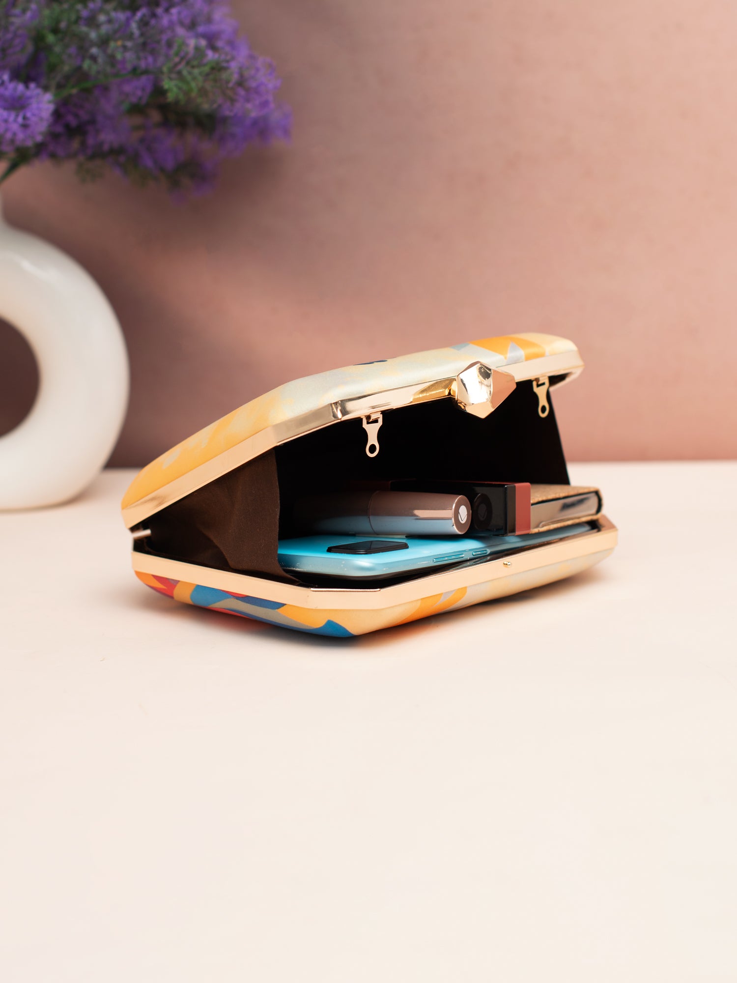Artklim Peacock Prism Printed Clutch