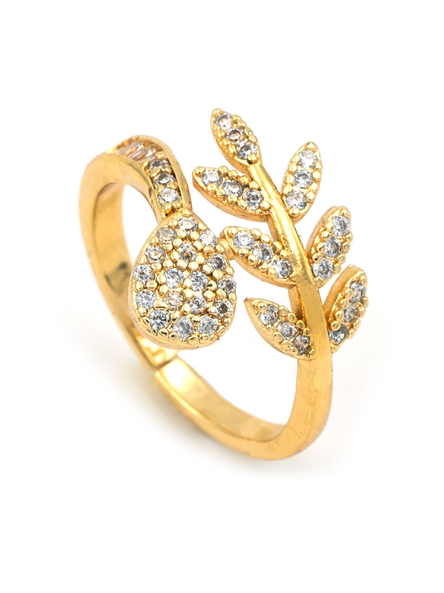Artklim Gold-Plated Leafy Elegance Anti-Tarnish Ring
